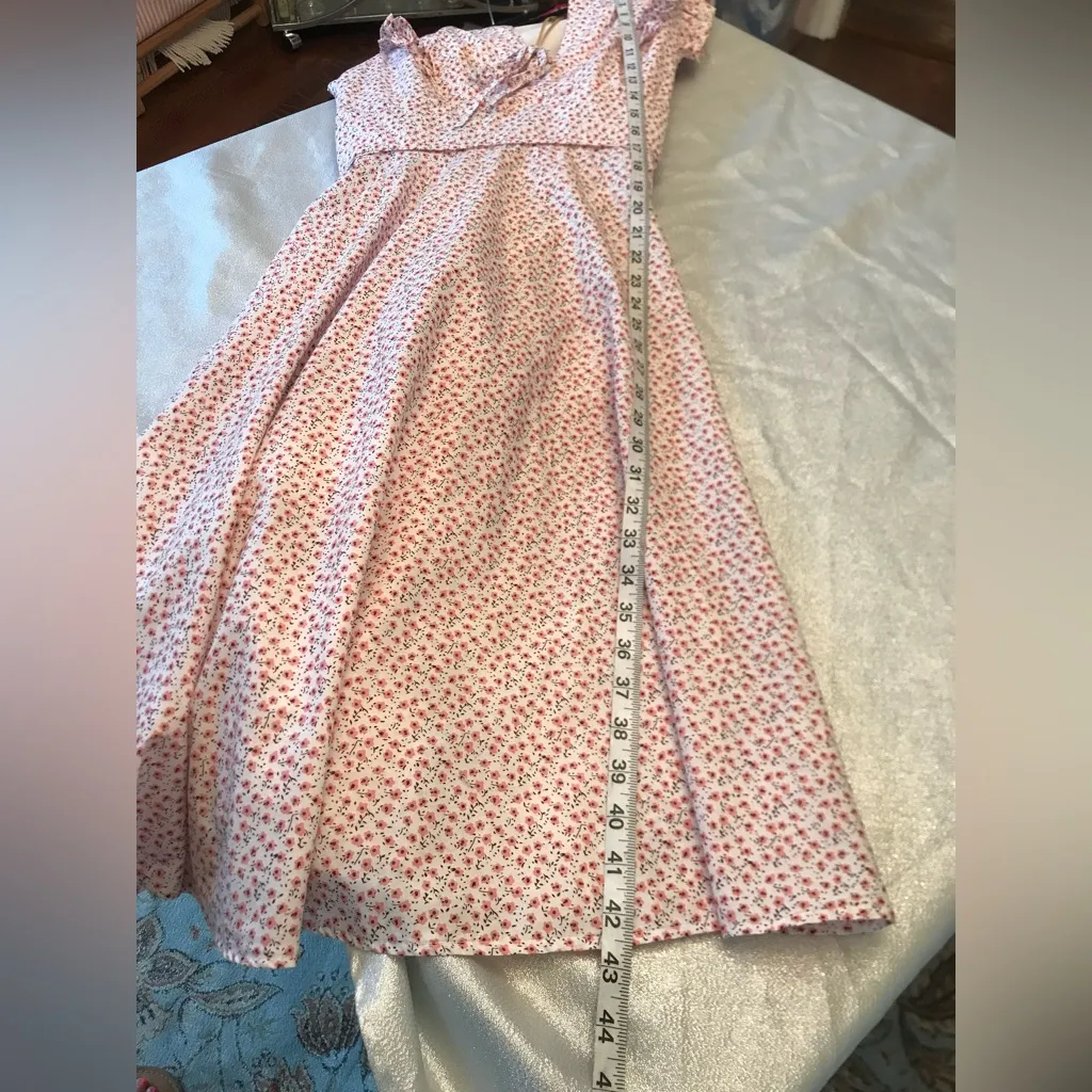 NWT British Retro 'Birdy' Delicate Pink Floral 50s Full Circle Dress Sz UK14 White - Image 6
