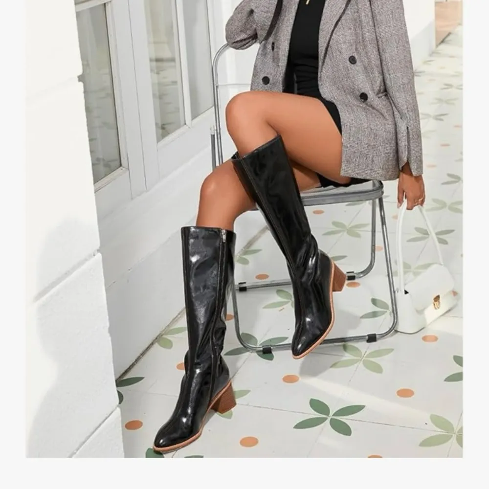 Motimoden pointy Knee High Boots Heel zipper Black size‎ 7 Rocker, Whimsigoth - Image 2