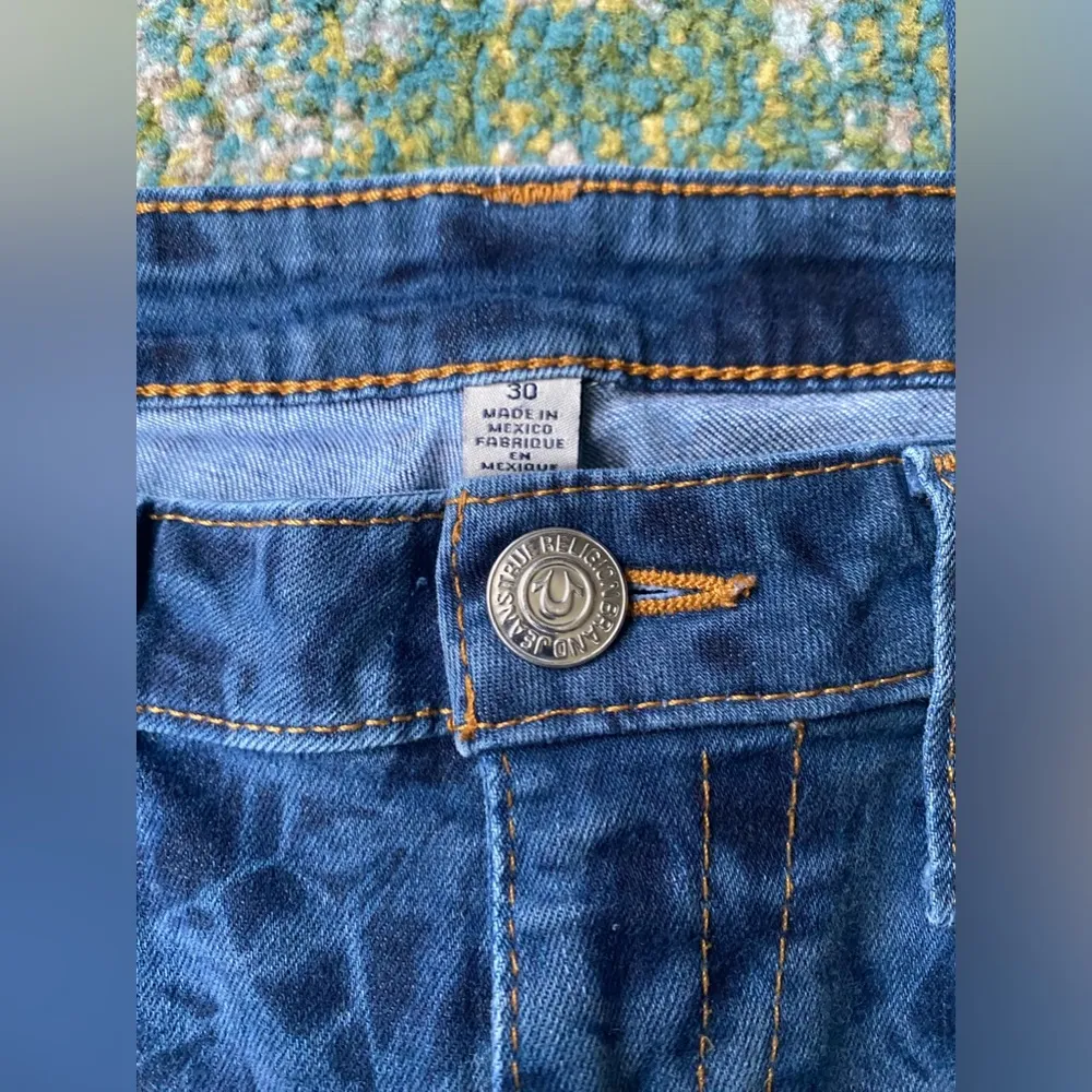 True Religion blue tie dye pattern skinny jeans with flap pockets, size 30 - Image 3