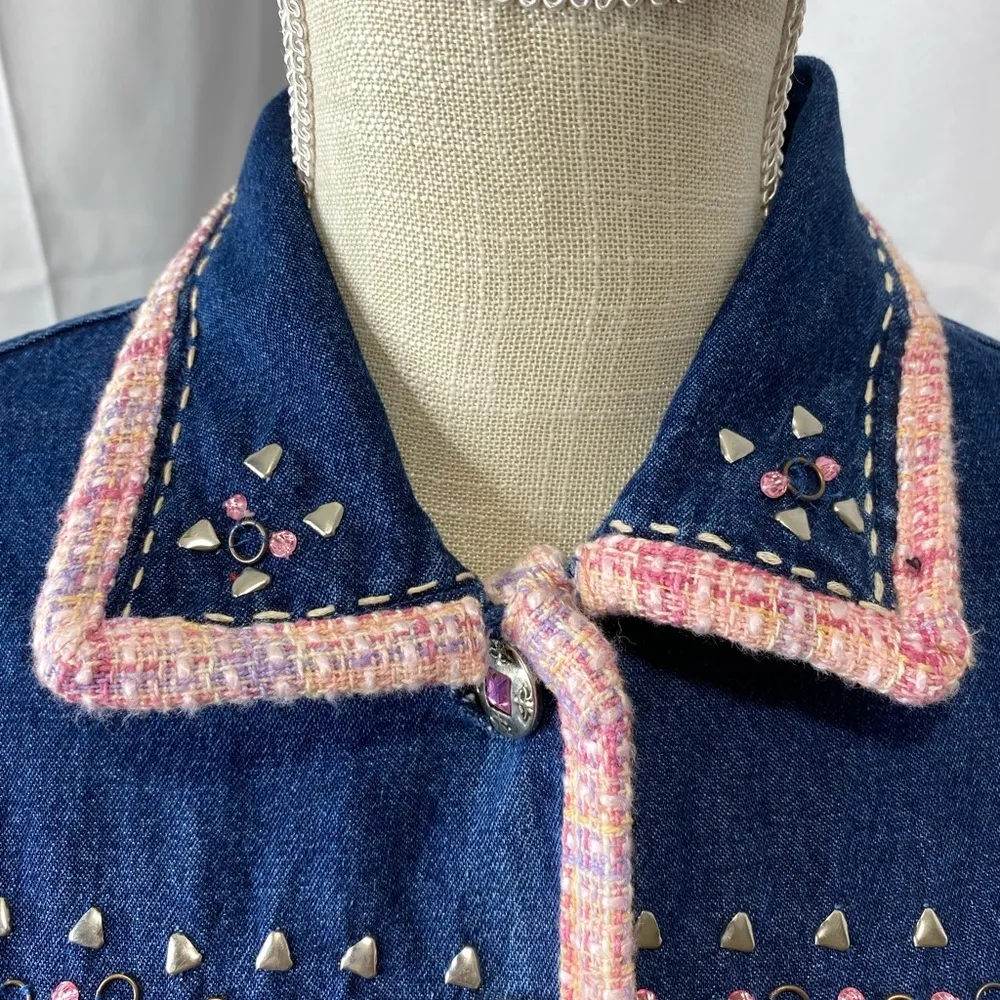 Vintage Karen Hart denim Jacket Medium Blue - Image 3