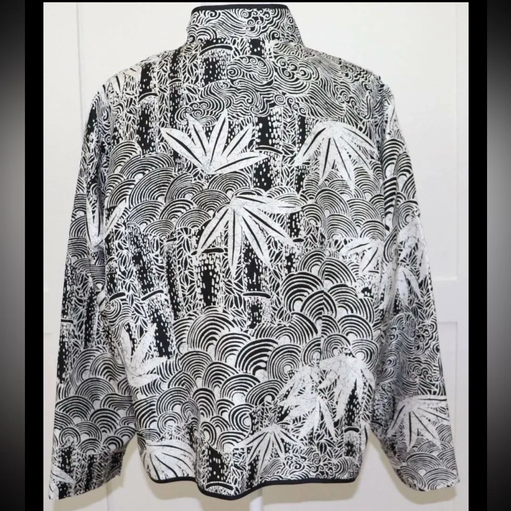 NWT Chico's Bamboo Swirl Silk Asian Top Tunic Jacket 3/4 Sleeve Size 0 (4/6) - Image 2