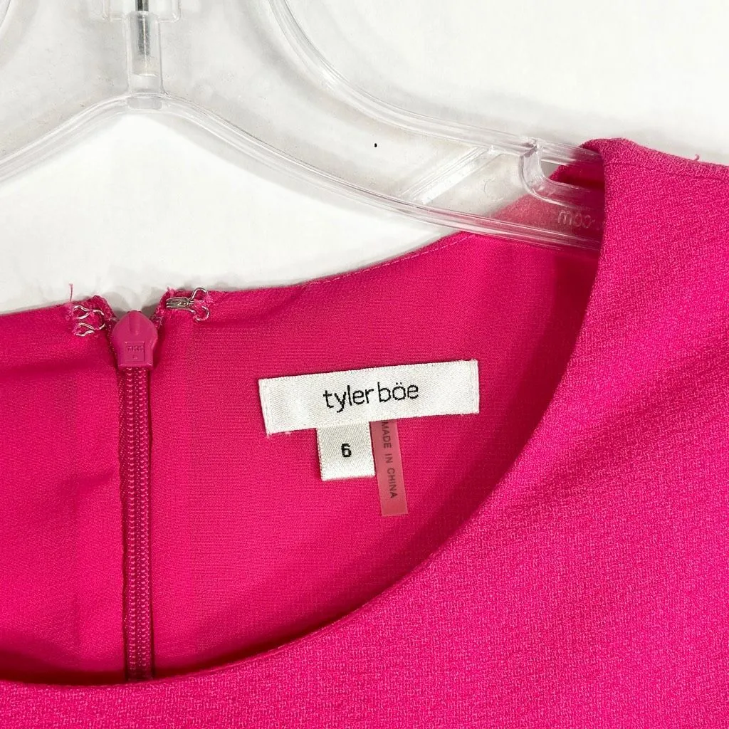 Tyler Boe Size 6‎ Dress Shift Cold Shoulder Hot Pink Barbie Core Mini Solid 1259 - Image 11