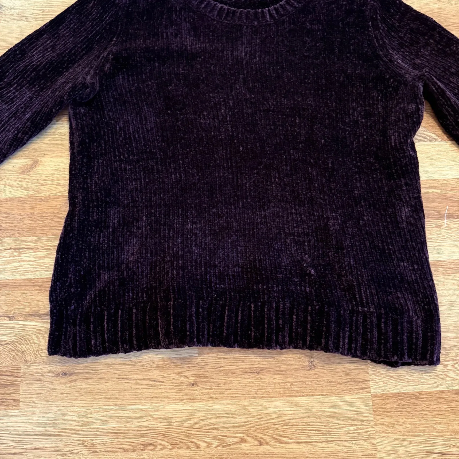 Orvis Chenille Sweater Women's Large L Burgundy Plum Cozy Soft Knit Pullover - Image 3