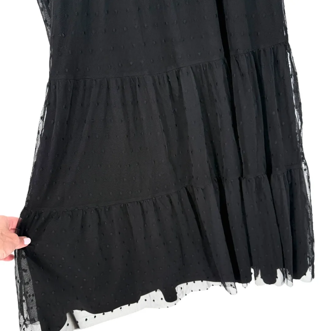 Lulus Black Swiss Dot Tiered Bustier Midi Dress Size‎ XS Whimsigoth Fairy Grunge - Image 12