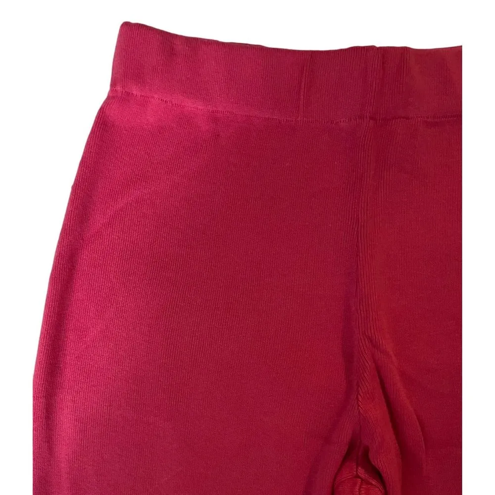 VTG Storybook Knits M Pink Pants Wide Leg Flat Front Elastic Waist Sweater Knit Size M - Image 4