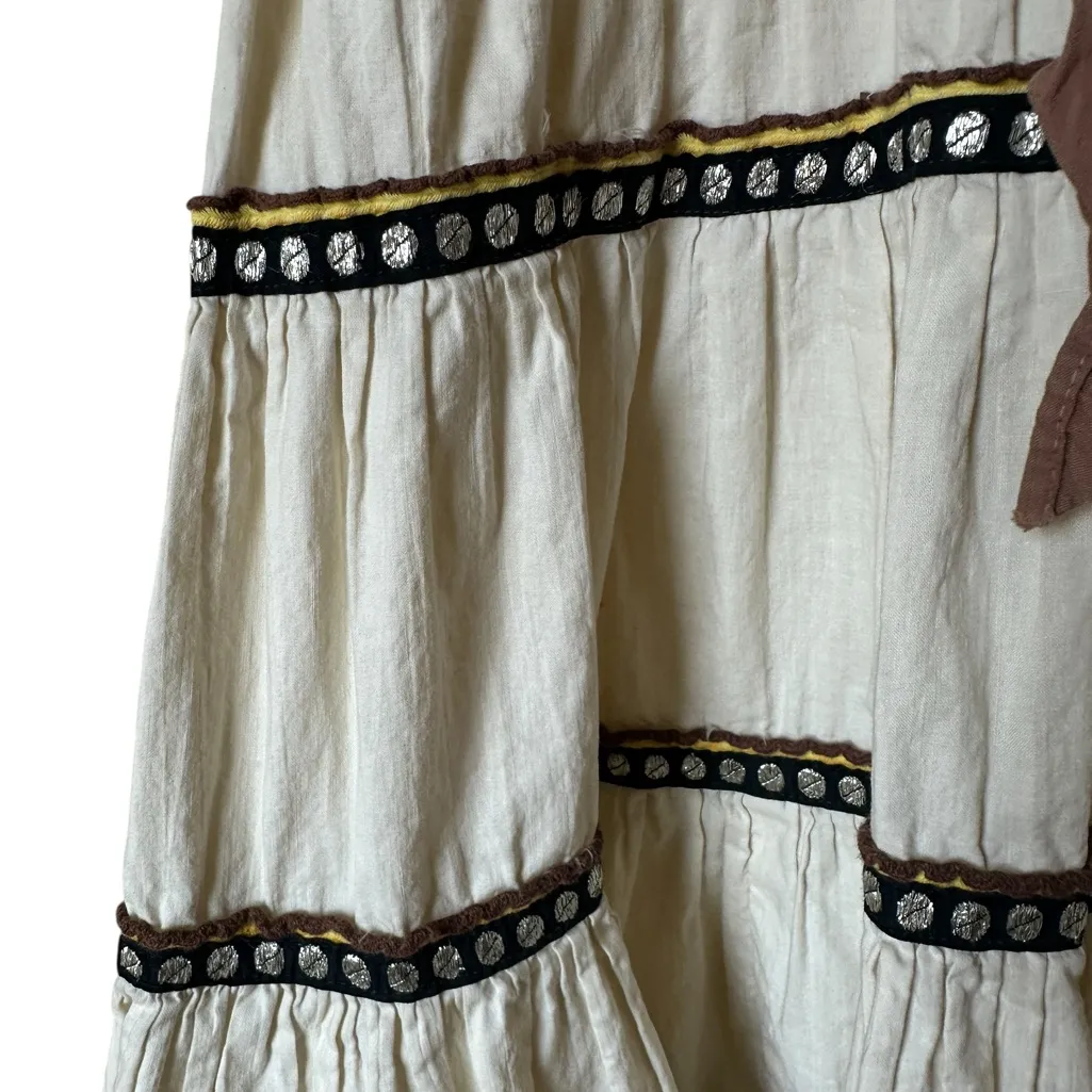Vintage Hillbilly Westerns Denver Prairie Cowgirl Dress Cream Brown Rodeo Size S - Image 5