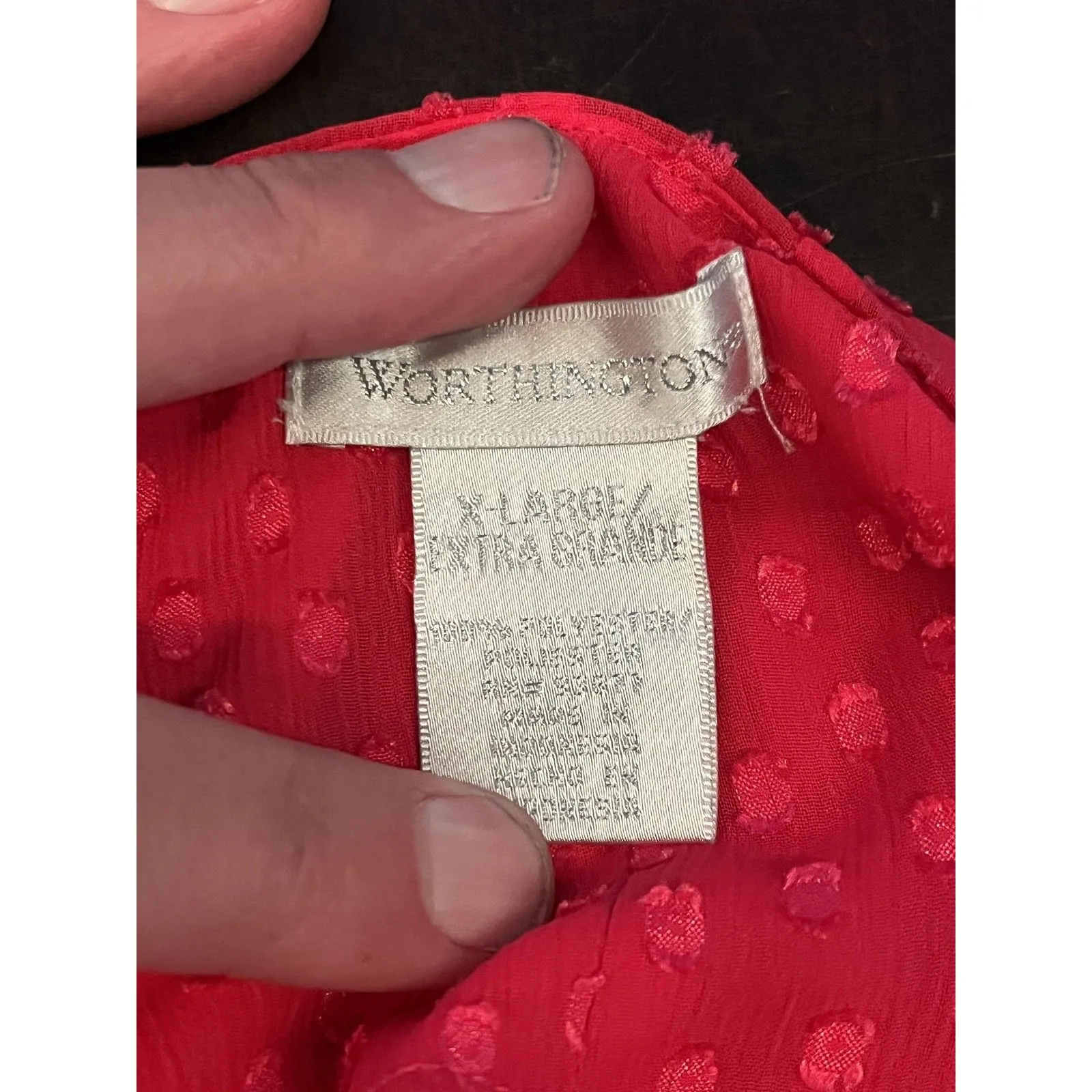 Worthington Shirt Womens XL Pink Flutter Sleeve Swiss Dot Square Neck Blouse - Image 6