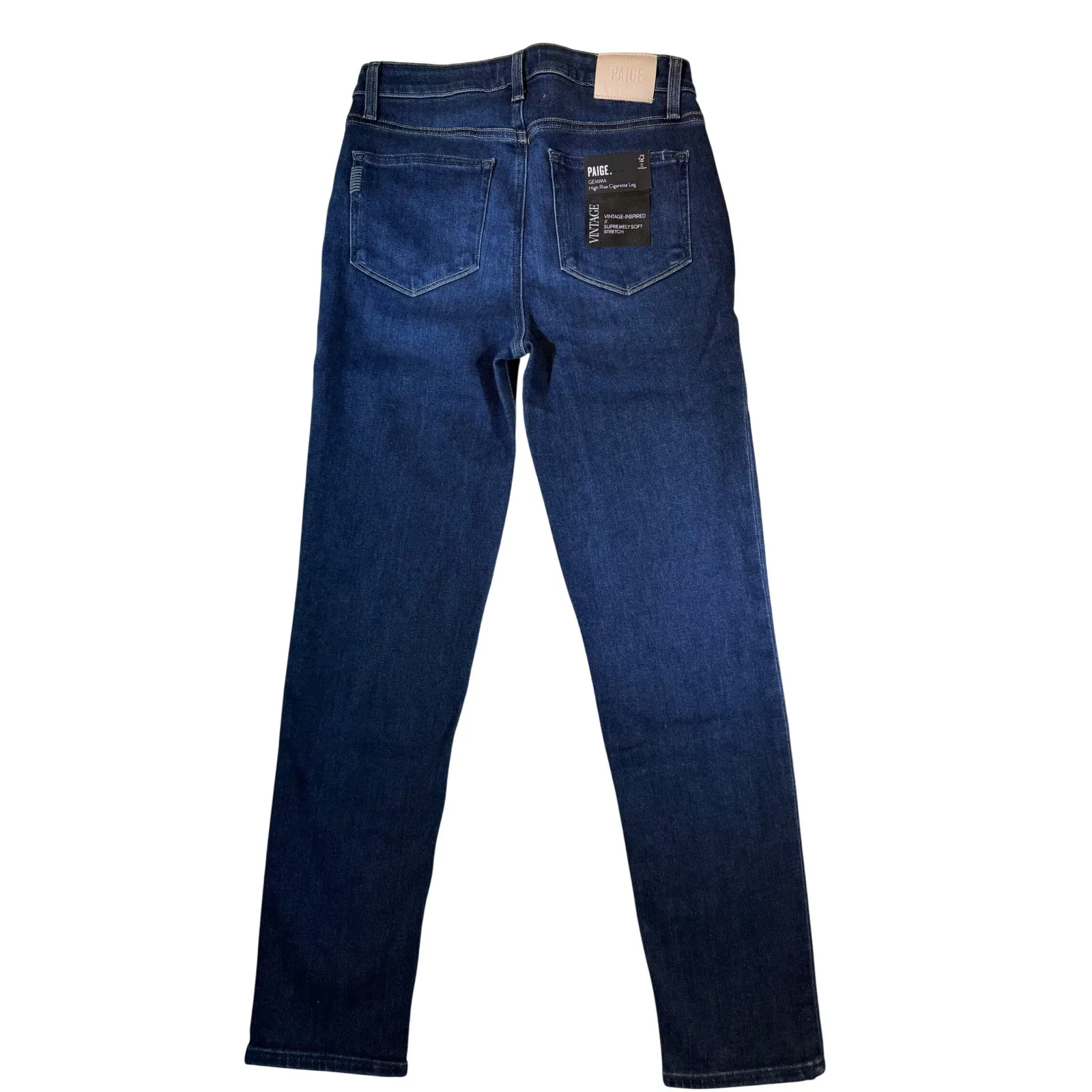 PAIGE Gemma High Rise Cigarette Leg Dark Wash Denim Jeans Women's Size 29 - Image 2
