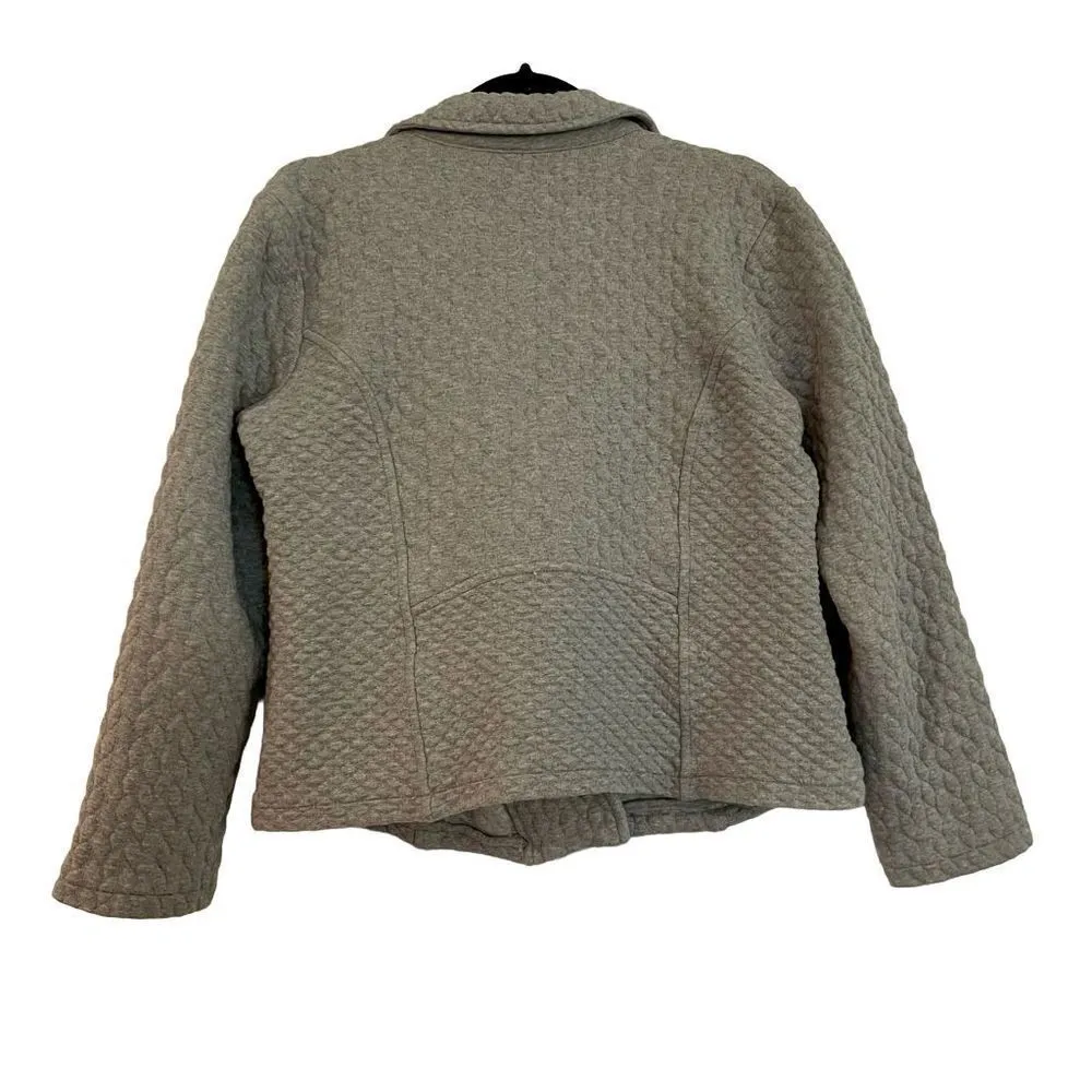 Isaac Mizrahi live! Grey quilted moto sweater small Gray - Image 7