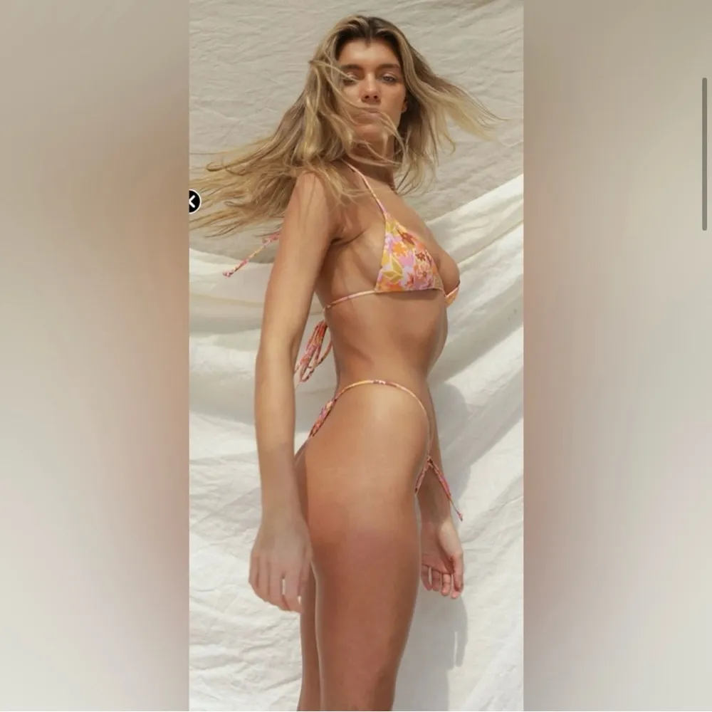 Stone Fox Swim River Bikini Bottom In Retro Pop Adjustable Side Tie Thong Size M - Image 3