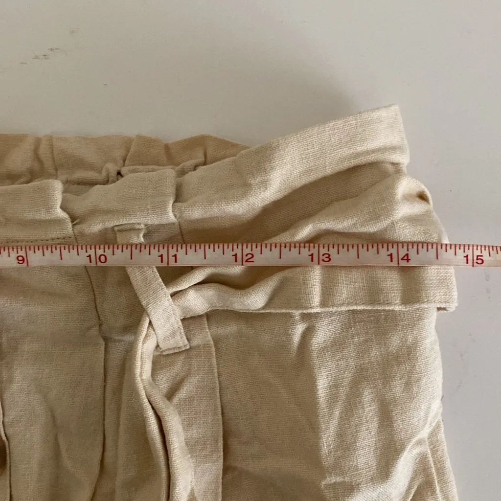 Women’s Falls Creek Skirt linen small Beige Button-Front paper bag tie waist - Image 7