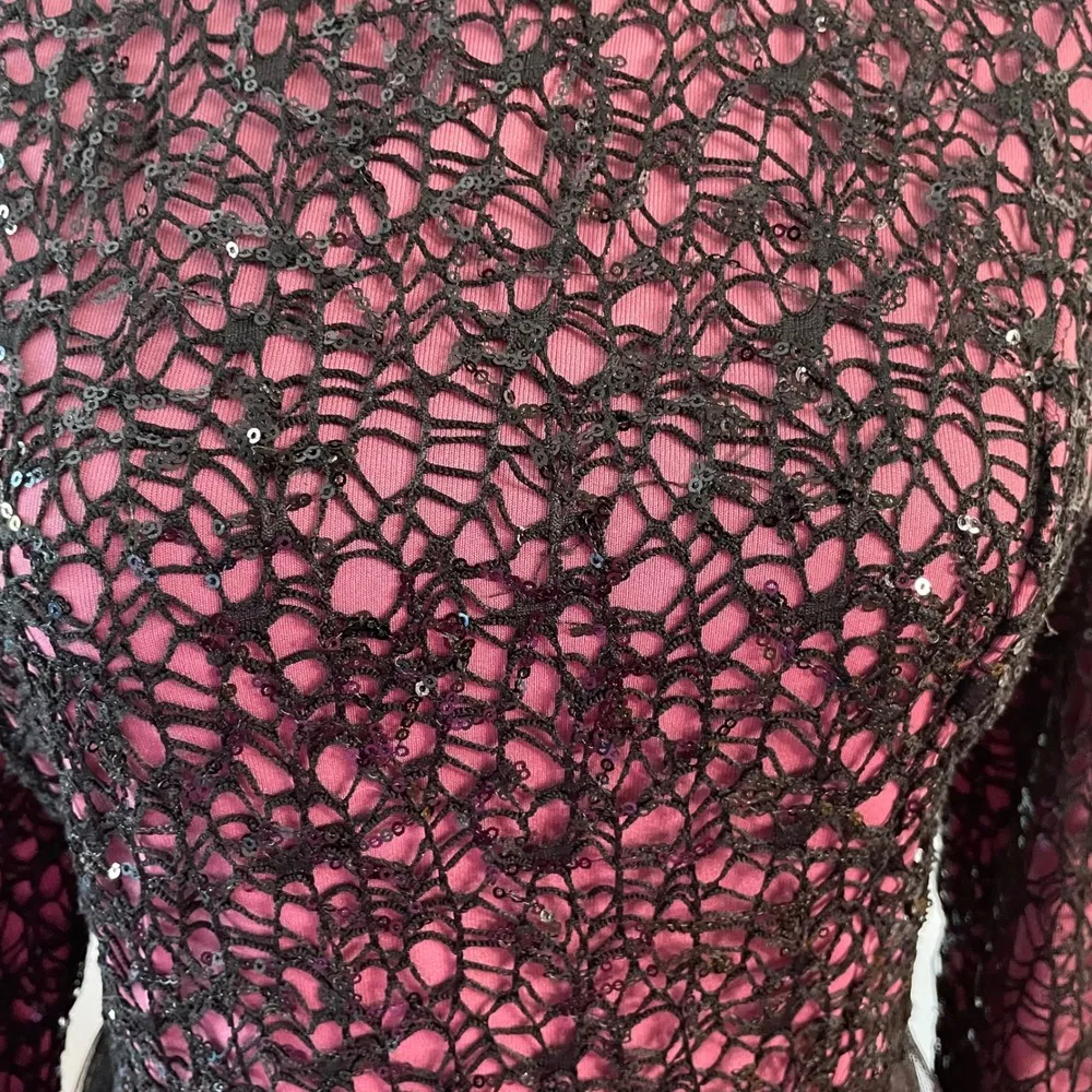 PINK Lace Top Tulle Skirt Long Sleeves Maxi Dress Modest Islamic Dress *Sz 8 Black - Image 2