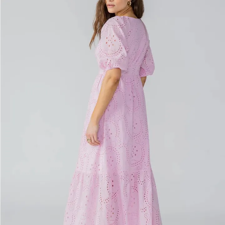 Sanctuary‎ Ruffle Puff Sleeve Eyelet Maxi Dress Pink Size 4 NWOT - Image 5