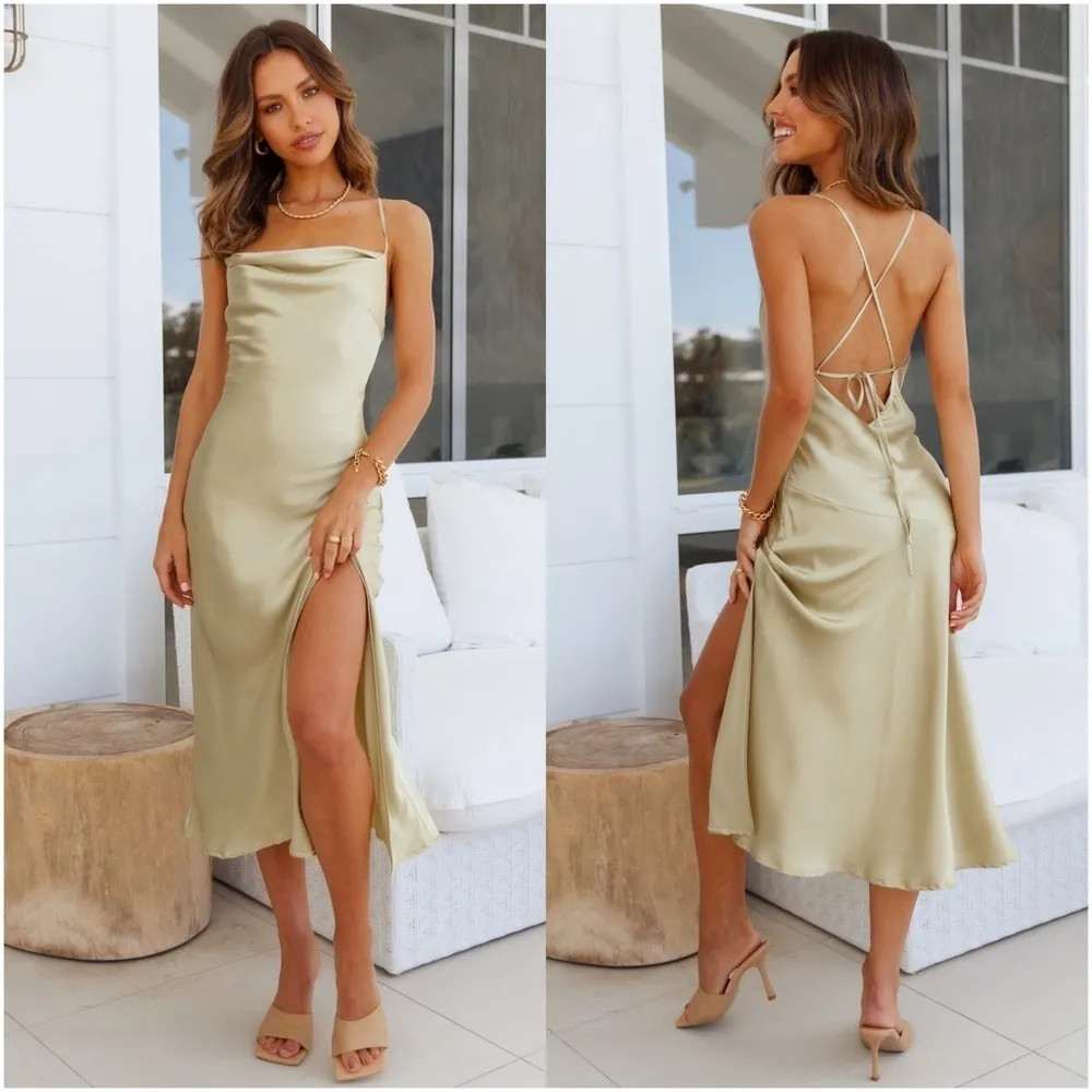 HELLO MOLLY Drinks On Me Midi Dress Lime - Image 2