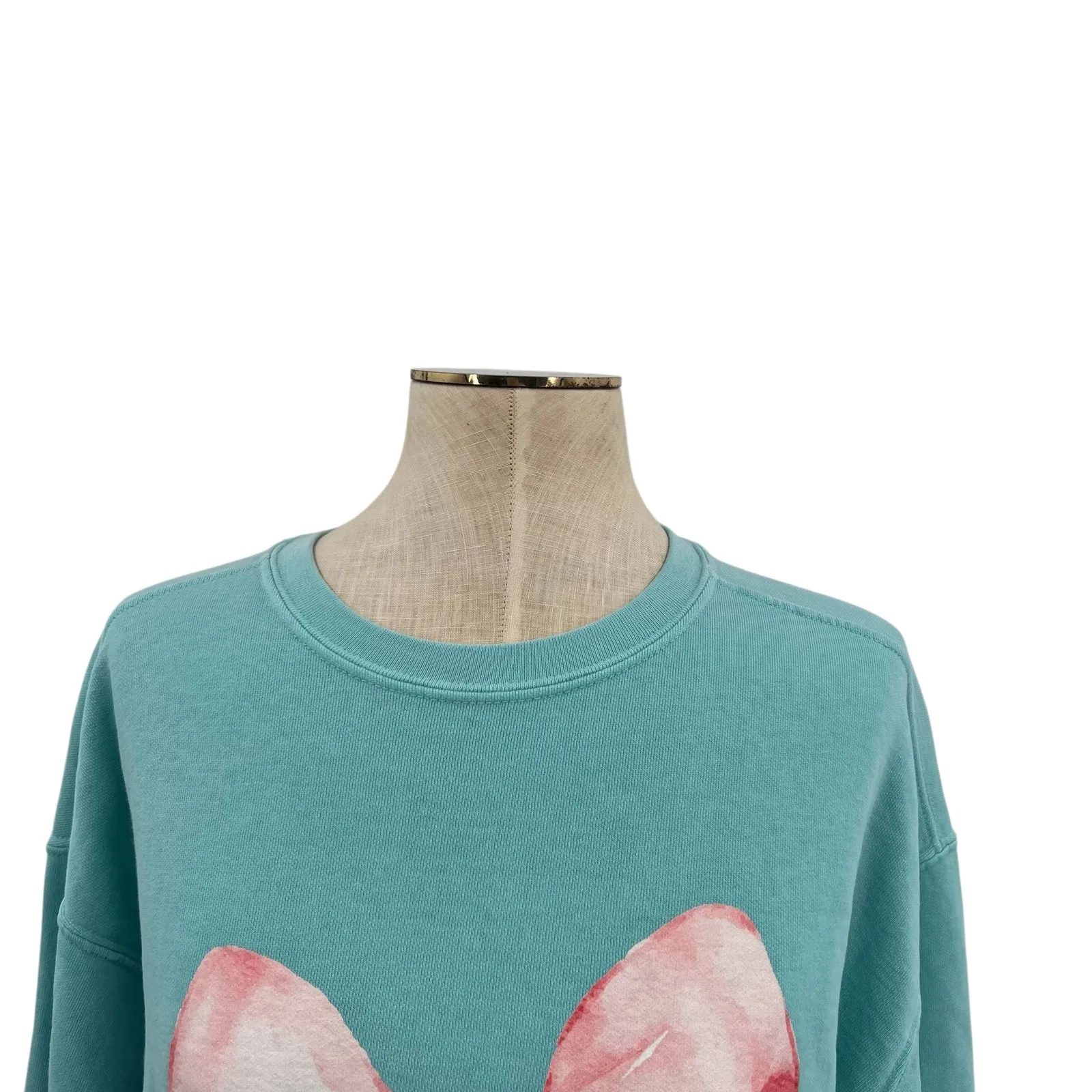 Comfort Colors Cherry Coquette Bow Sweatshirt‎ Cotton Teal Blue Size XL - Image 2