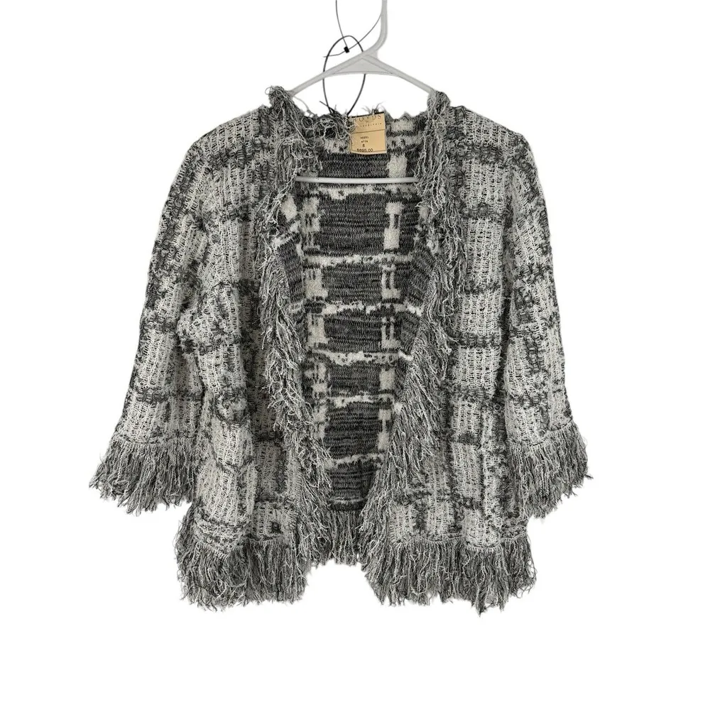Bruno Manetti Giacca Open Cardigan Black/White Check Size 44‎ Italy 8 US Fringe - Image 10