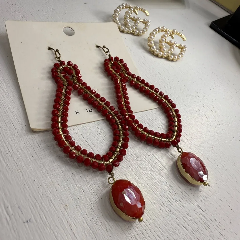 Sugarfix  ♥️✨Red/Gold Large Dangle Earrings✨♥️ - Image 2