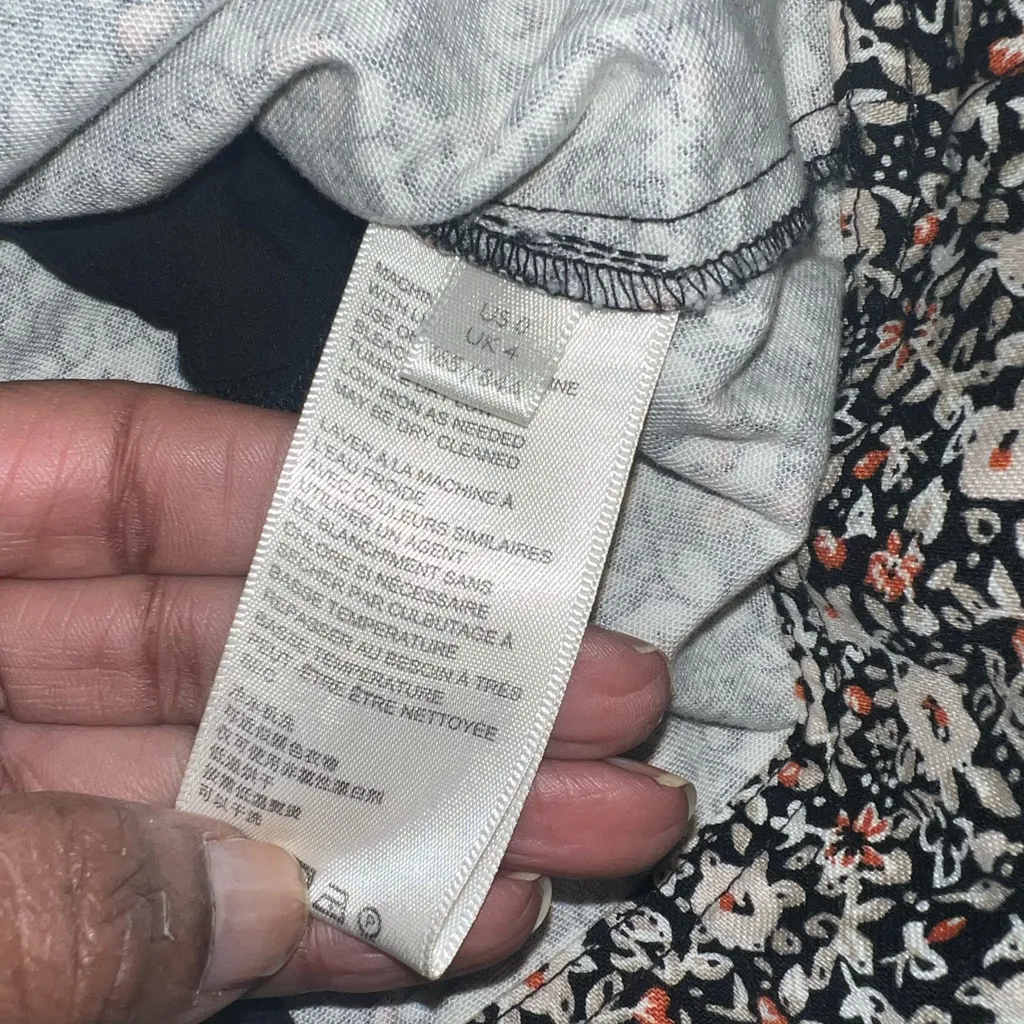 Free People Black/ Orange & Tan Floral Backless Mini Halter Dress size 0 - Image 5