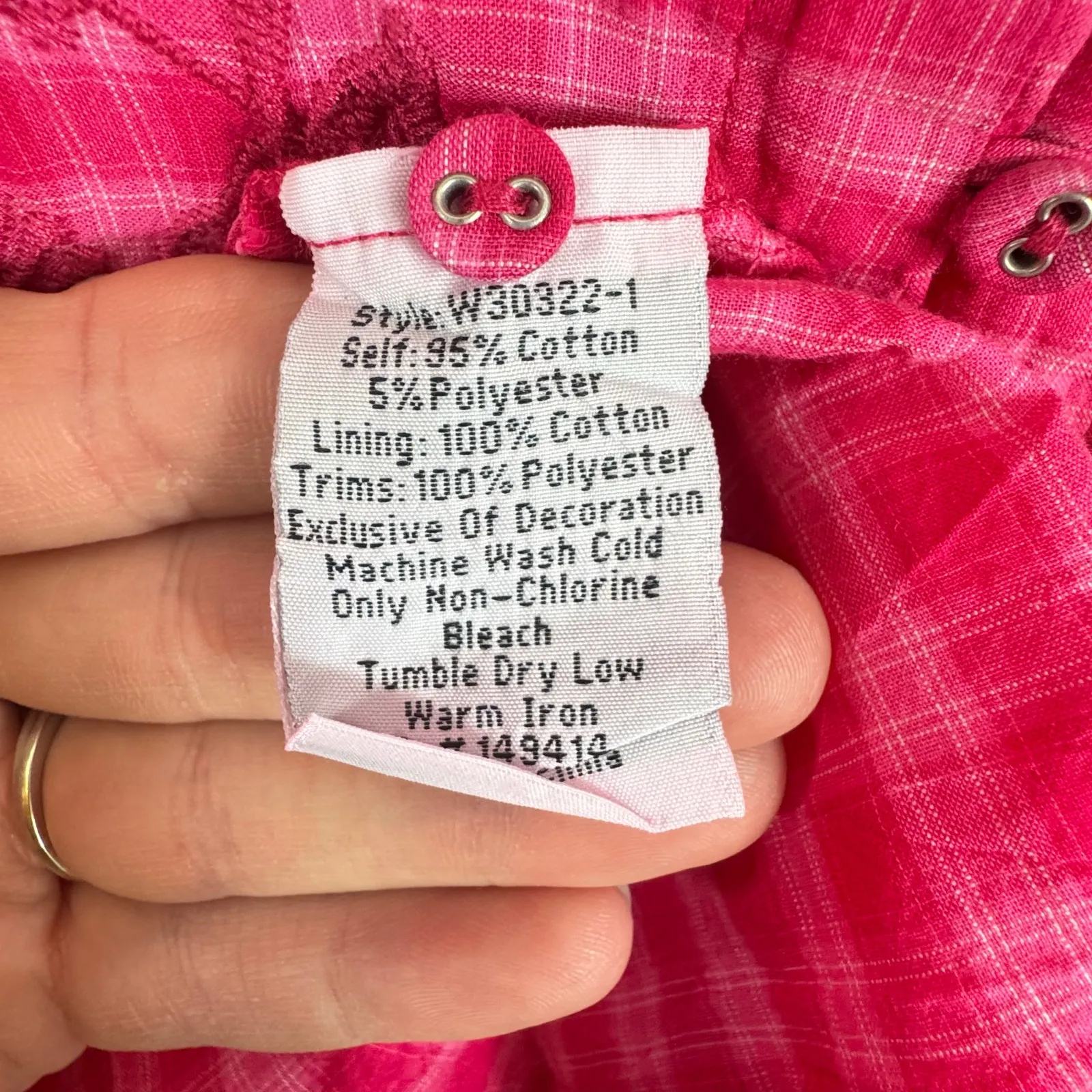 Johnny Was Devere Breezy Pink Gingham Short Sleeve Button Up Lined Mini Dress XL - Image 7