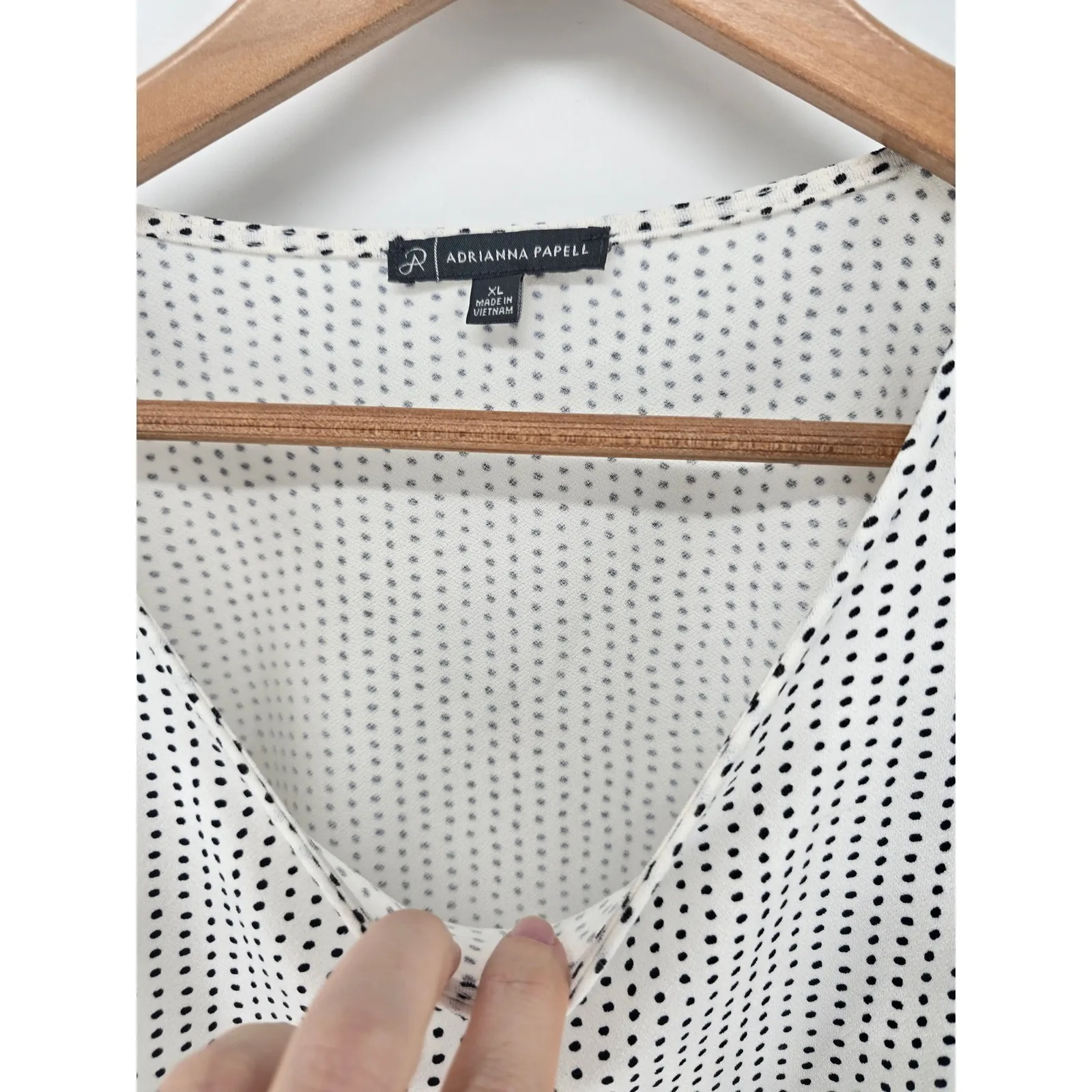 Adrianna Papell Women's XL Polka Dot Ruffle Sleeve‎ Tie Front Blouse Top - Image 2