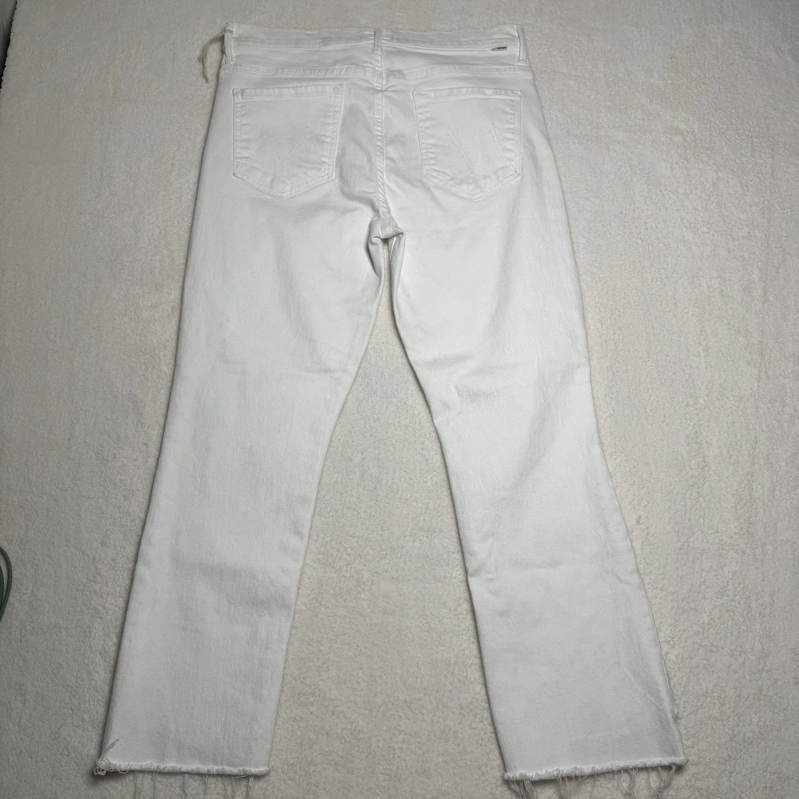 Mother Jeans The Insider Crop Step Fray Fairest Of Them All White Denim Size 34 - Image 6
