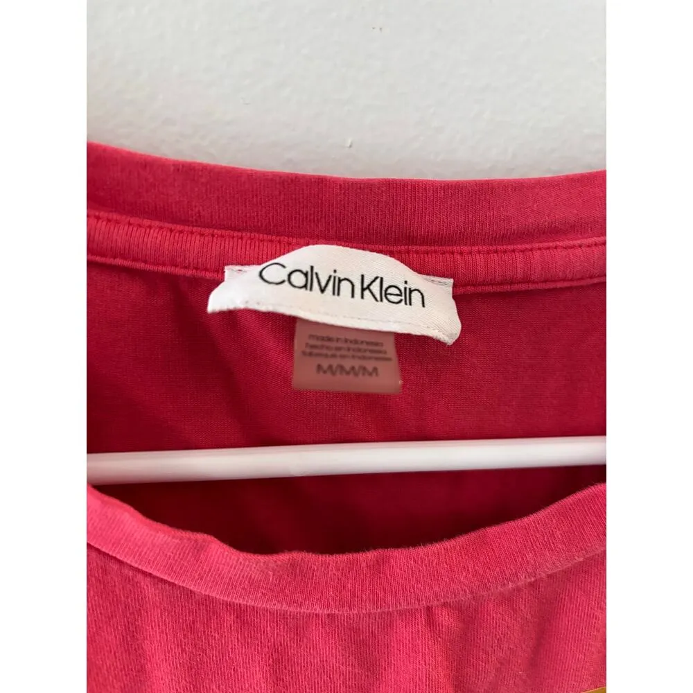 Calvin Klein Womens Tshirt Dress Medium Pink Short Sleeve Cotton Mini Crewneck - Image 2
