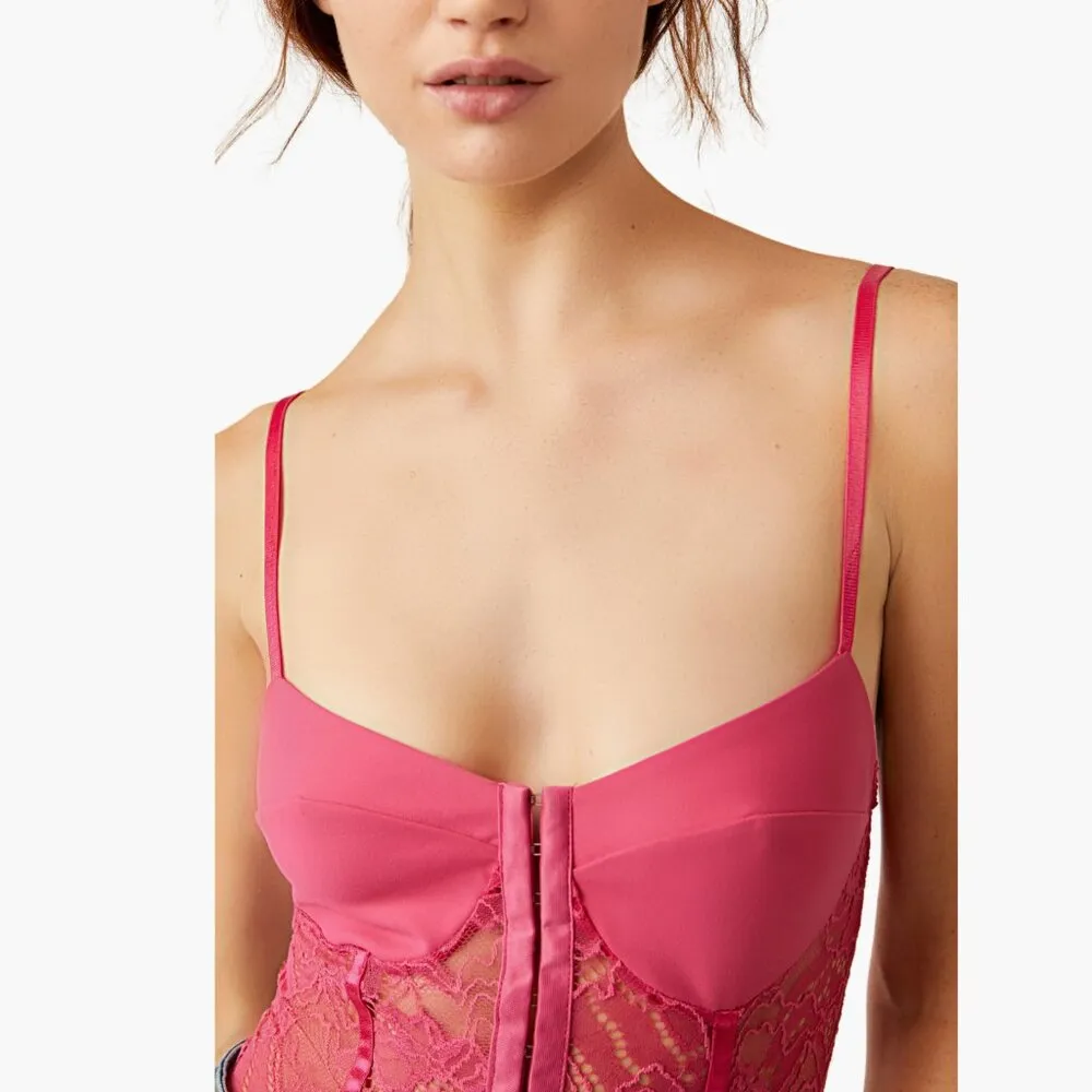 NWT Intimately FP Lace Night Rhythm Thong Bodysuit X-Small, RASPBERRY SORBET - Image 5