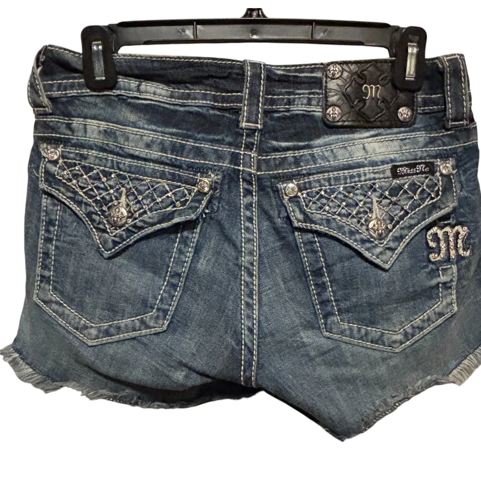 Miss Me Rhinestone Denim Jean Cut Offs Shorts 27 JE5830H2 - Image 4