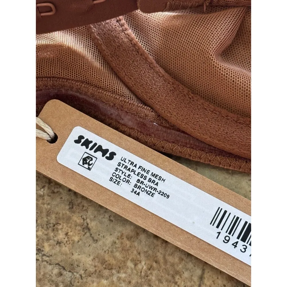 Skims Ultra Fine Mesh Strapless Bra Size 34A Bronze - Image 6