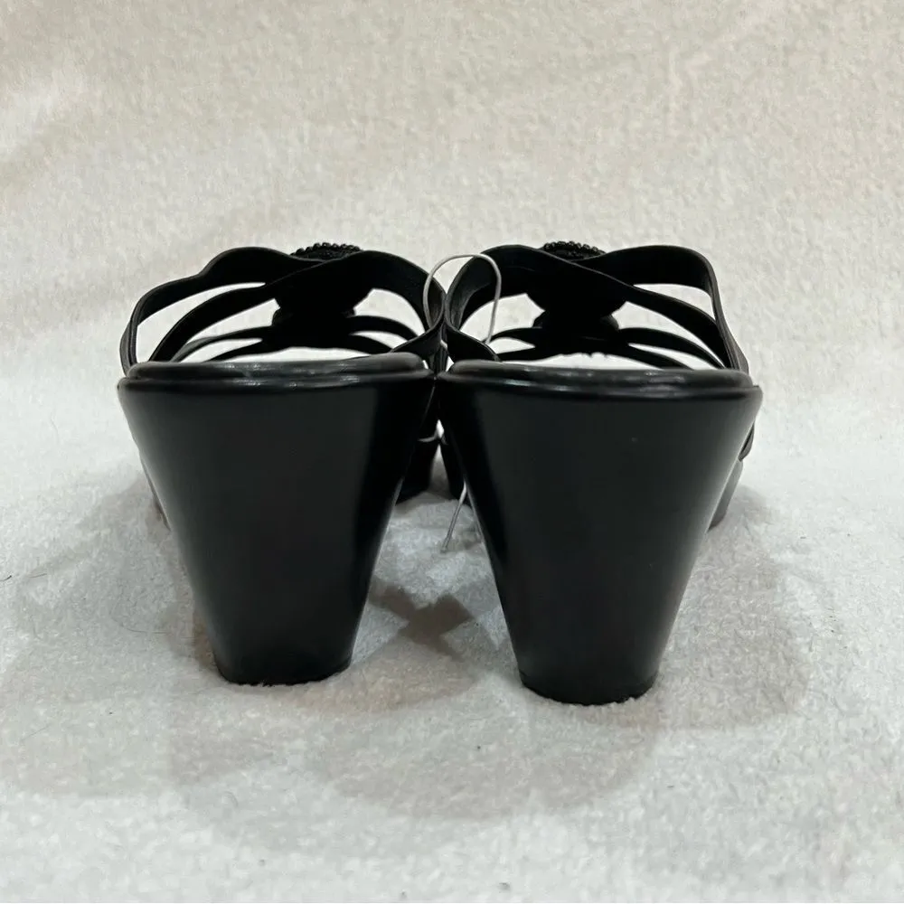 Italian Shoemakers Whitney Black Embellished Wedge Sandal Sz 10 - Image 9