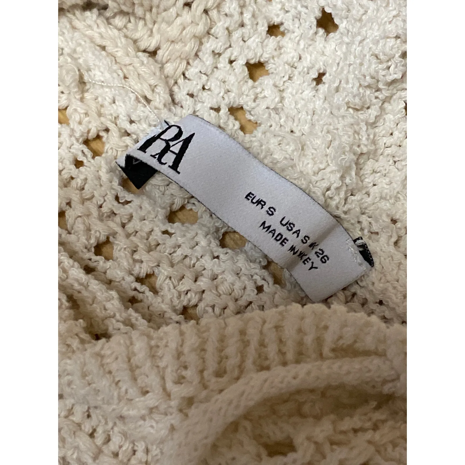 Zara Women's Cream Crochet Open Knit Sleeveless Hooded Hoodie Crop Tank Top Sz S - Image 4