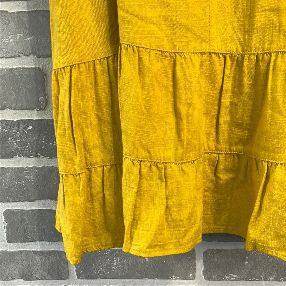 The Impeccable Pig Mustard Yellow Linen Blend Mini Dress Women’s Size Large EUC - Image 3