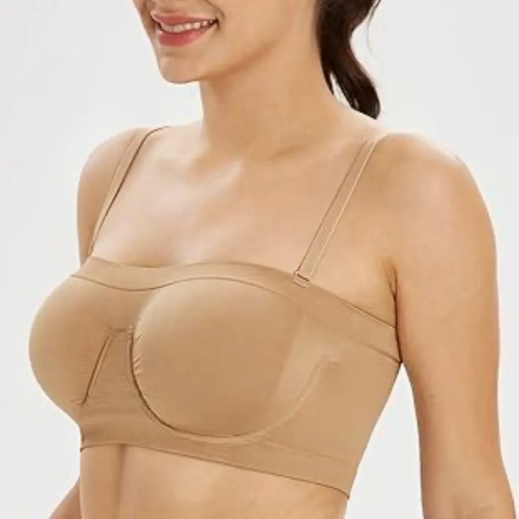 Seamless Tan Bandeau Bra Size XL - Image 2