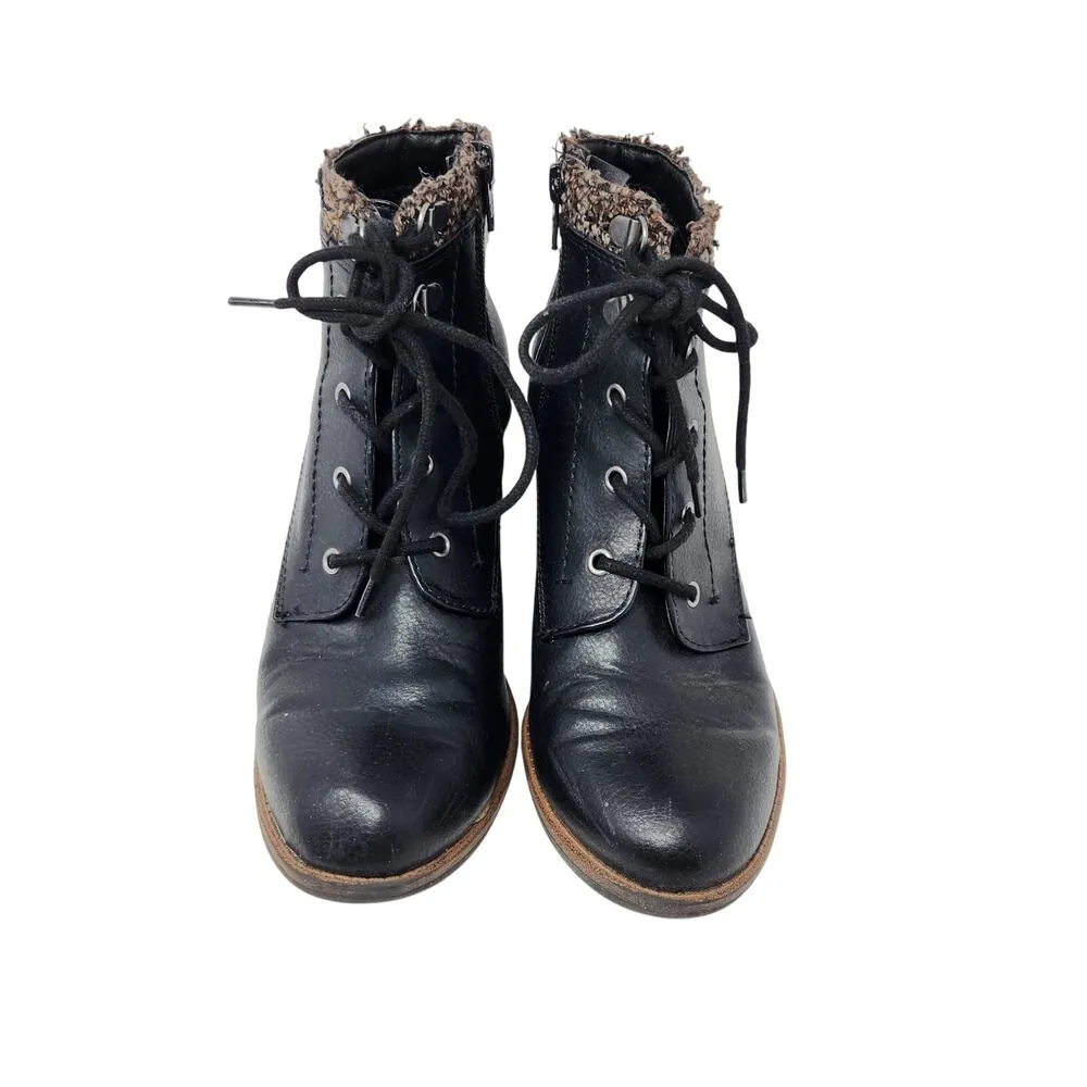 White Mountain Tumbled Delroy Booties Block Heels Lace Up Black Size 8.5 M - Image 3