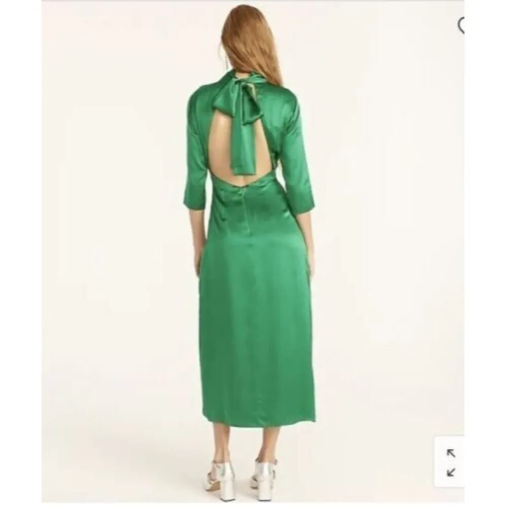 NWT J.Crew Collection Open-back Midi in Bright Kelly Silk Charmeuse Dress 10 - Image 5