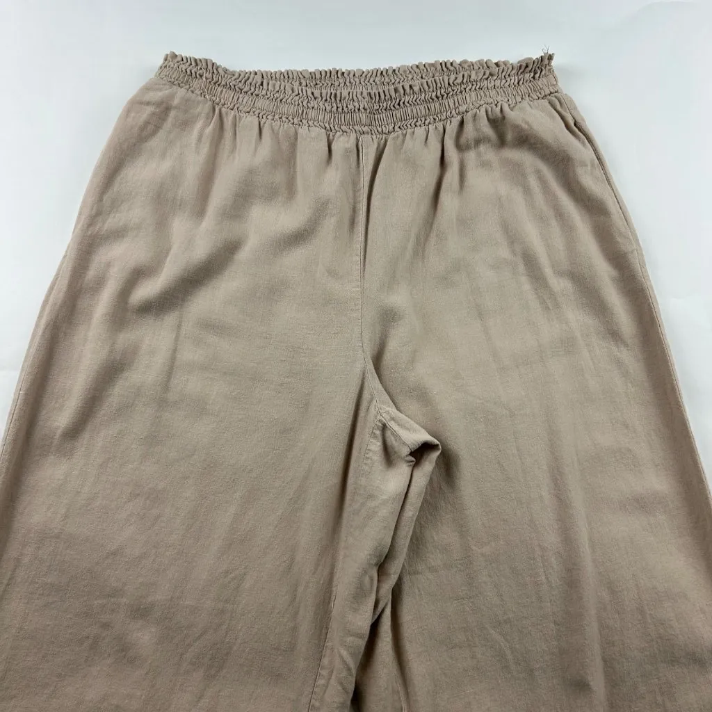 TALL New York & Co Soft Tan Linen Blend Wide Leg Lounge Pant LT Size L - Image 2