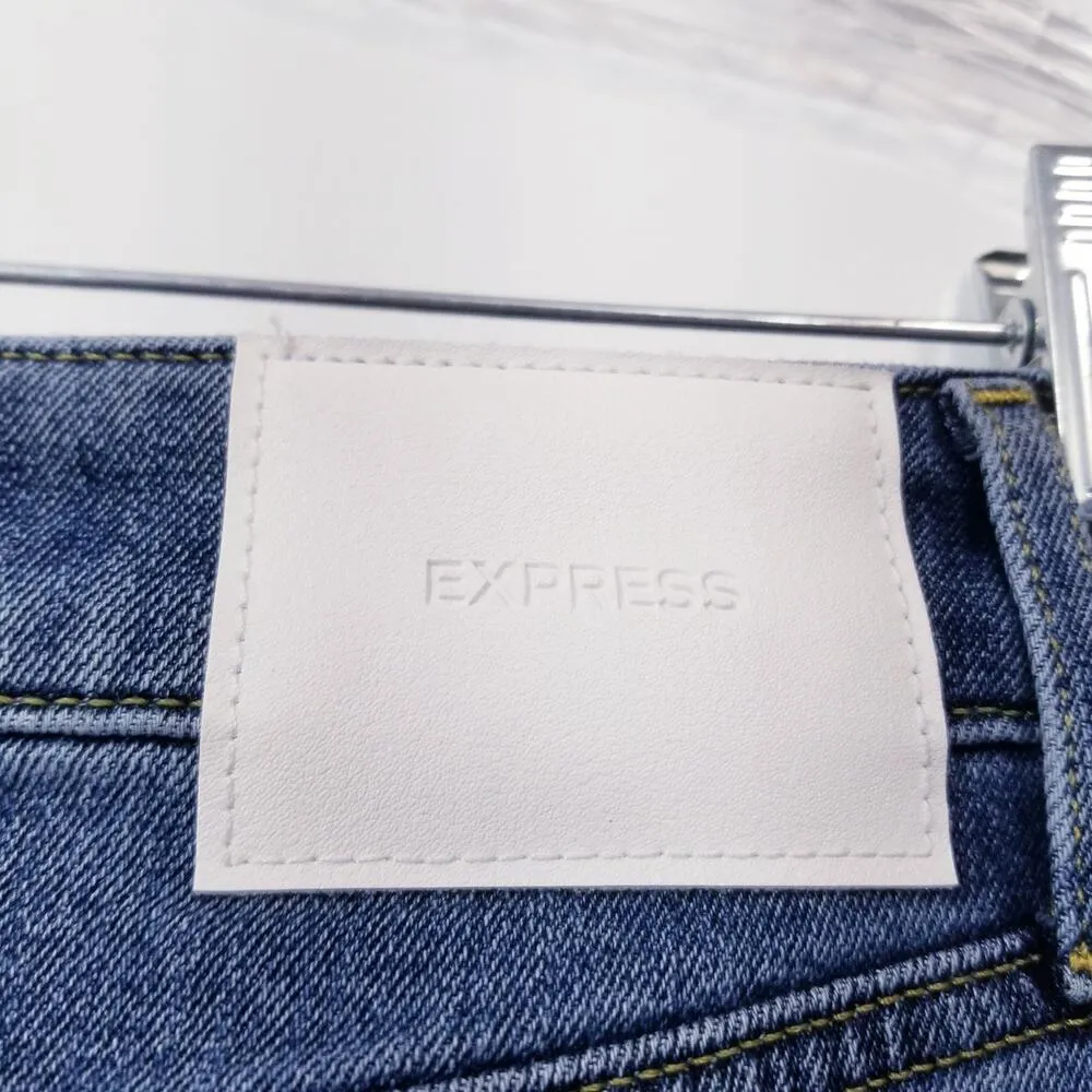 Express High Waisted Front Slit Maxi Denim Skirt - Image 3