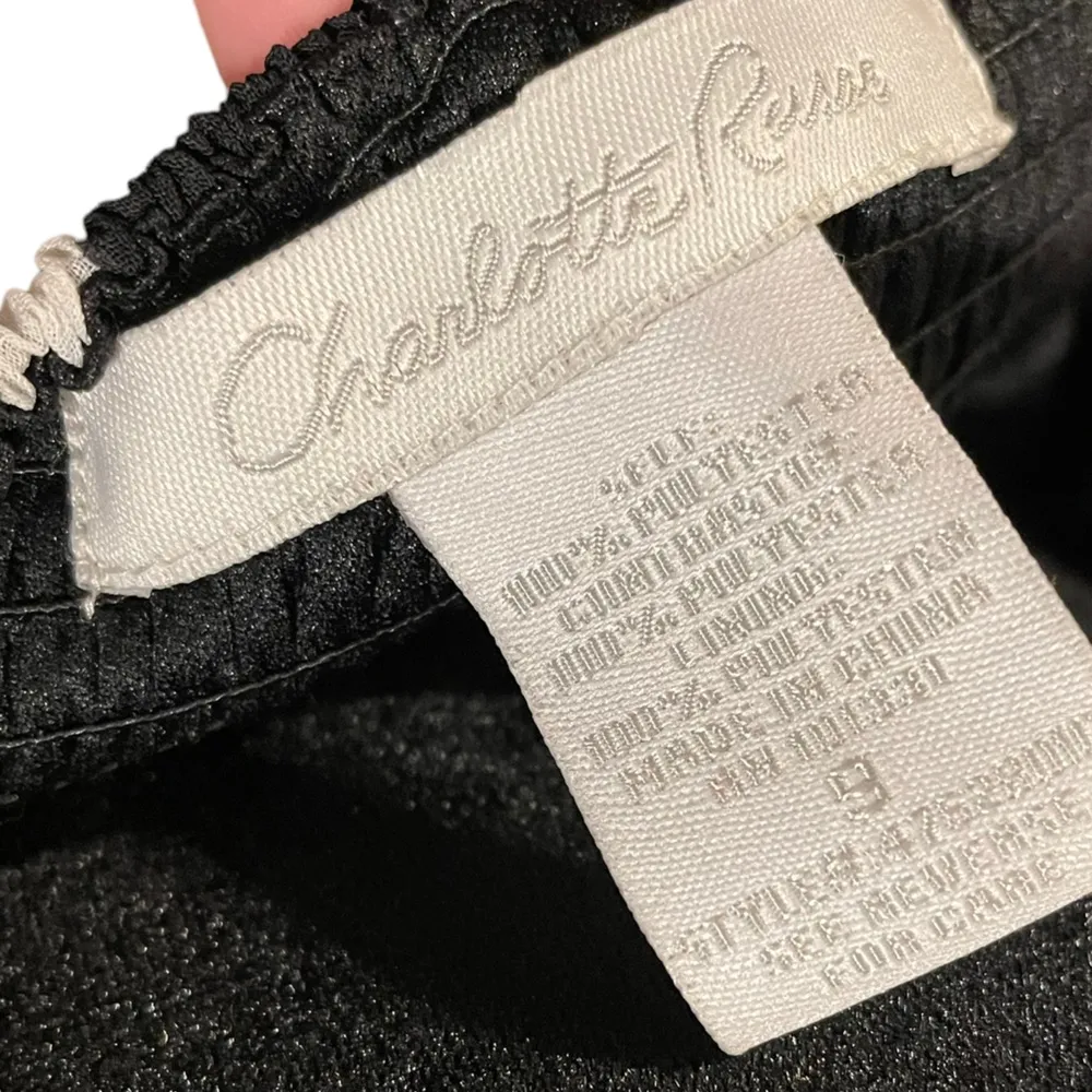 NEW Charlotte Russe Y2K Black White Abstract Eclectic Floral Ruched Halter Dress - Image 7