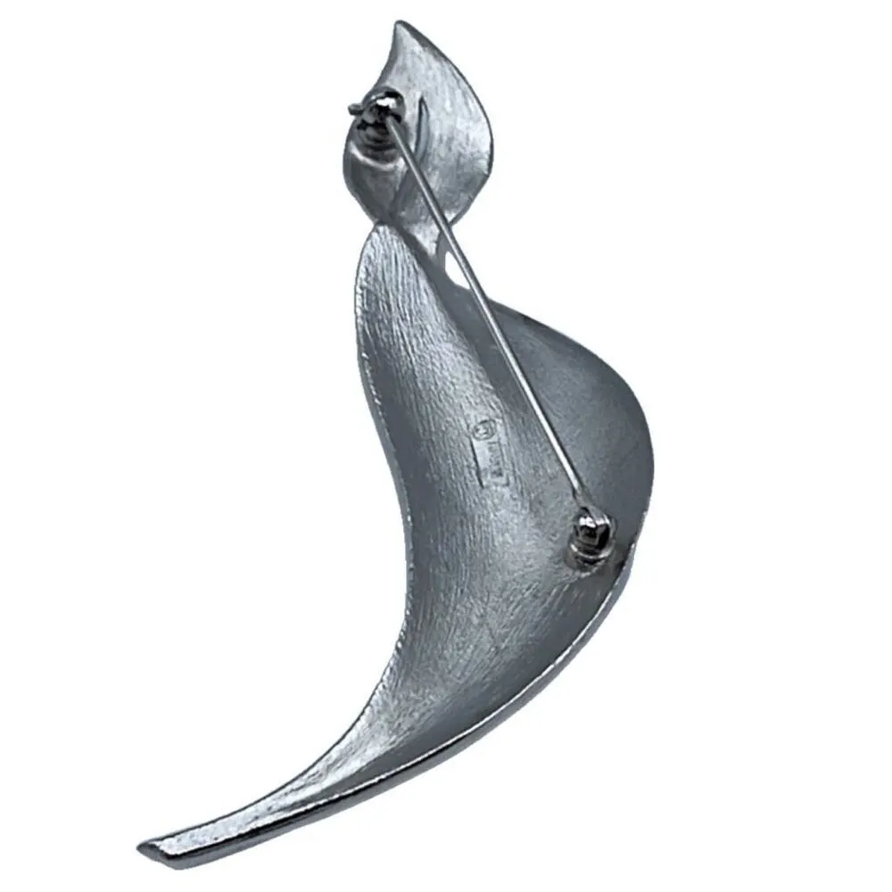 Vintage crown Trifari curved feather leaf brooch - Image 2