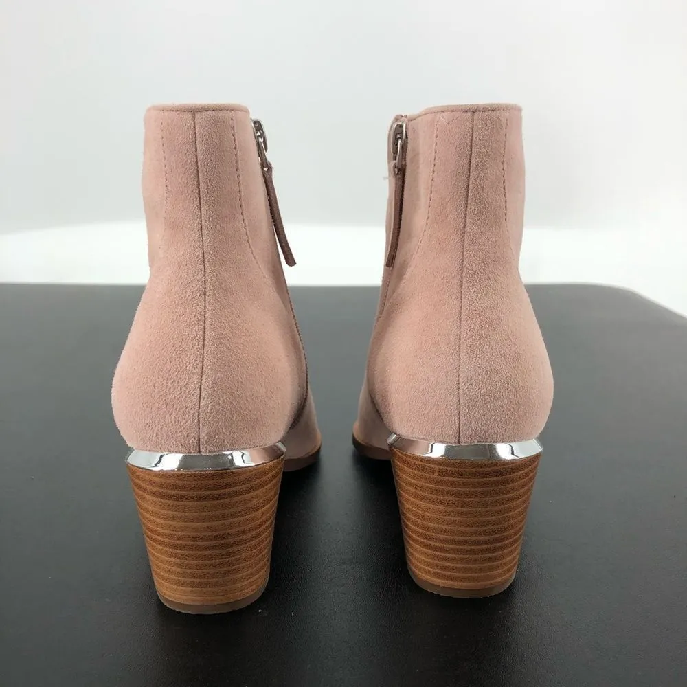 Linea Paolo Westly Bootie Blush Suede Gold Accent Pointed Toe Ankle Boots - Image 8