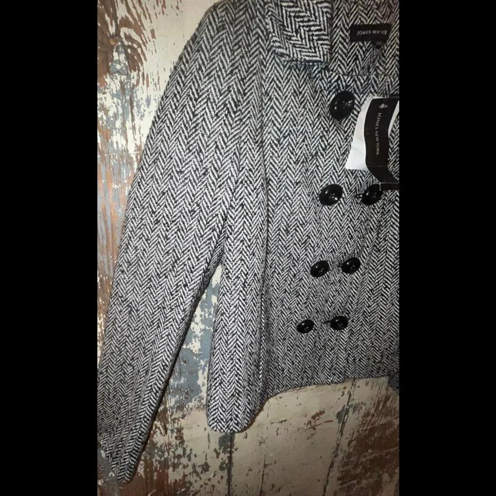 NWT Jones New York black white herringbone jacket, size 10 - Image 5