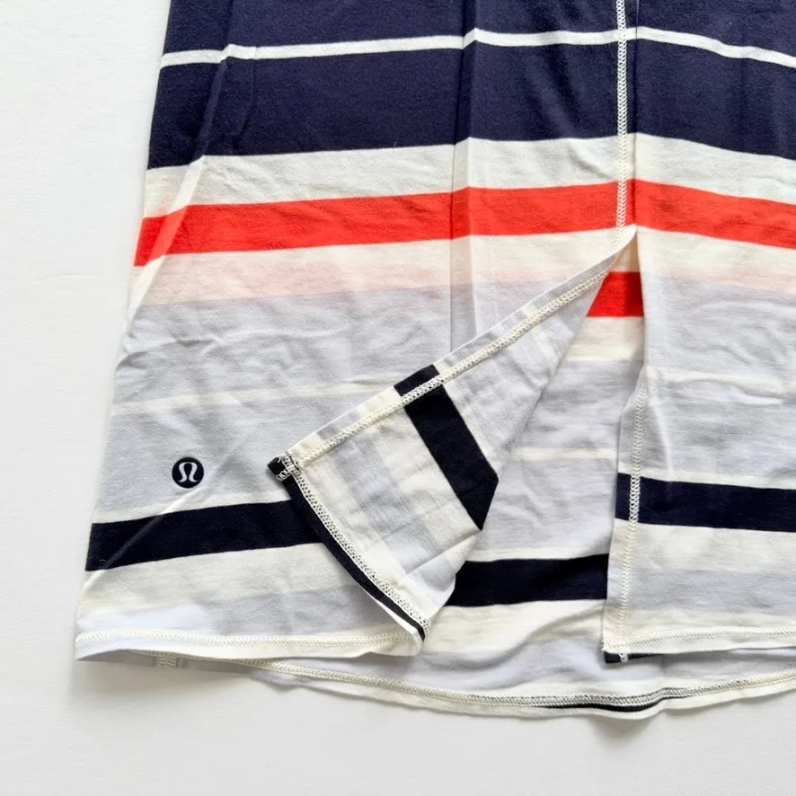 Lululemon All Tied Up Tank Top Stripe Blue Orange Size 4 Pima Cotton Open Back - Image 6