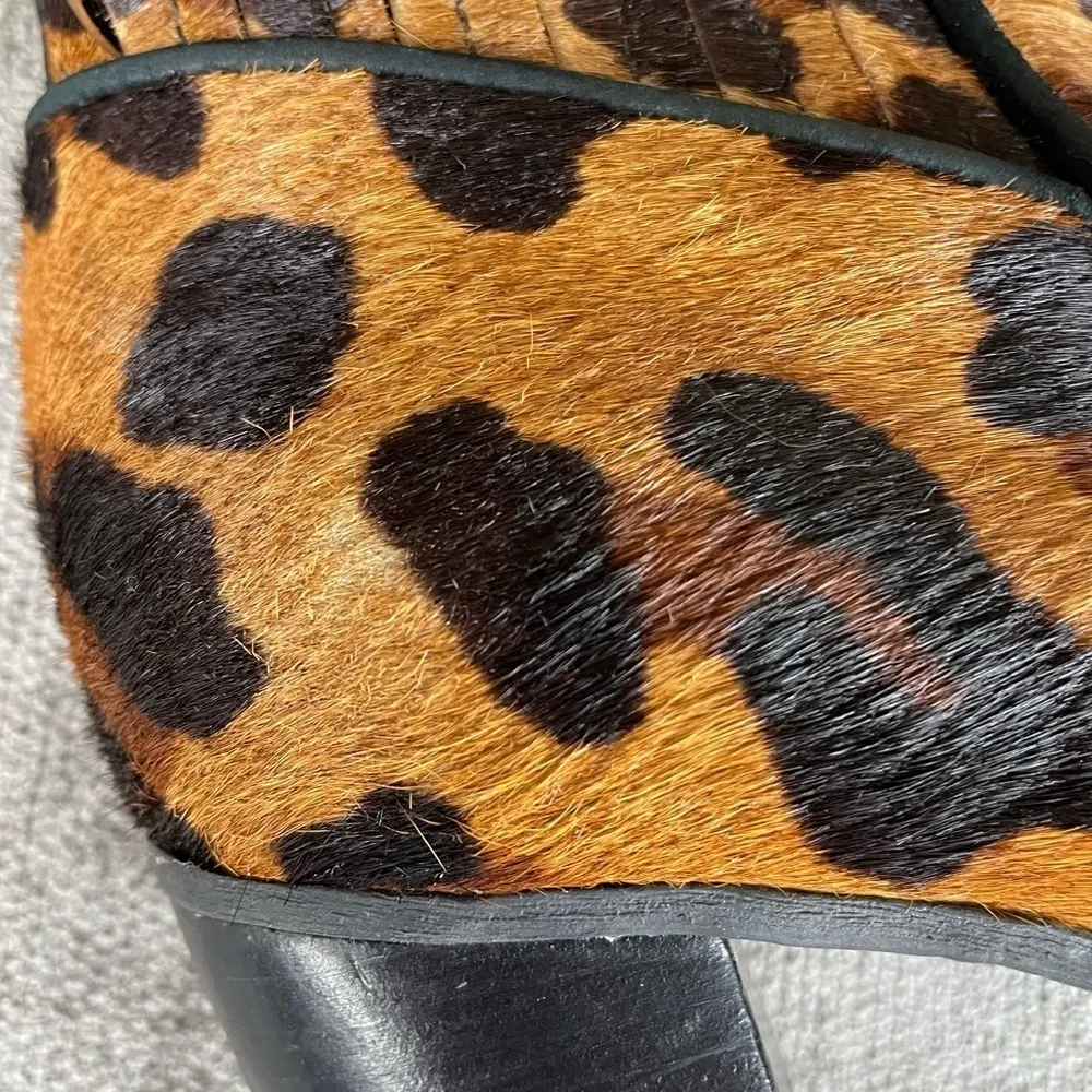 SCHUTZ Leopard Print Fur Booties Size 5 - Image 8