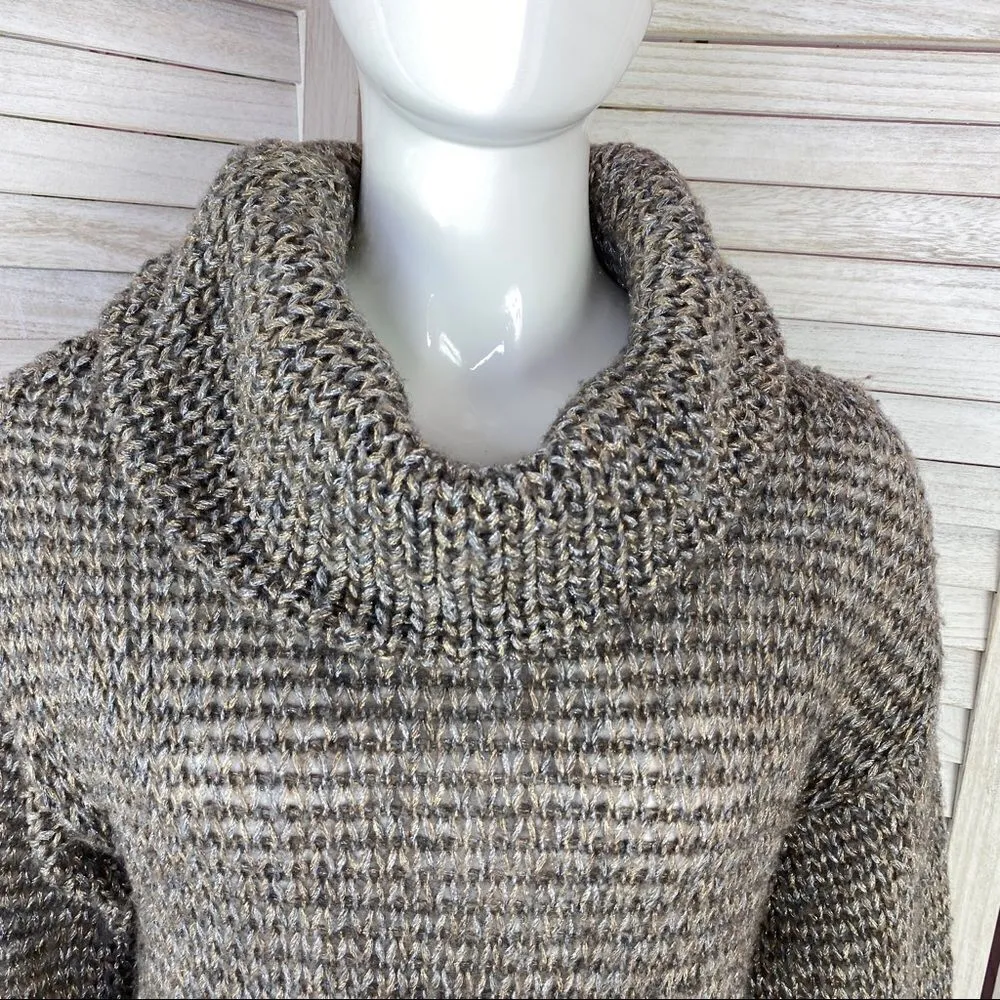 Tommy Bahama Melifont Cowl Neck Pullover Sweater Taupe Metallic XS 3/4 Sleeve - Image 5