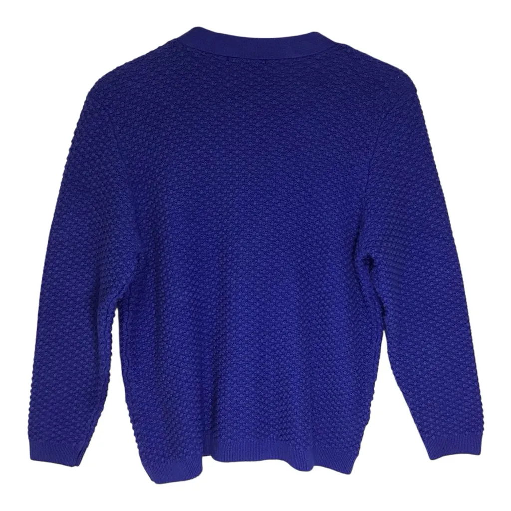 Chunky Knit Cardigan Sweater GrandpaCore Cobalt Royal Blue Petite M Appleseeds Size undefined - Image 2