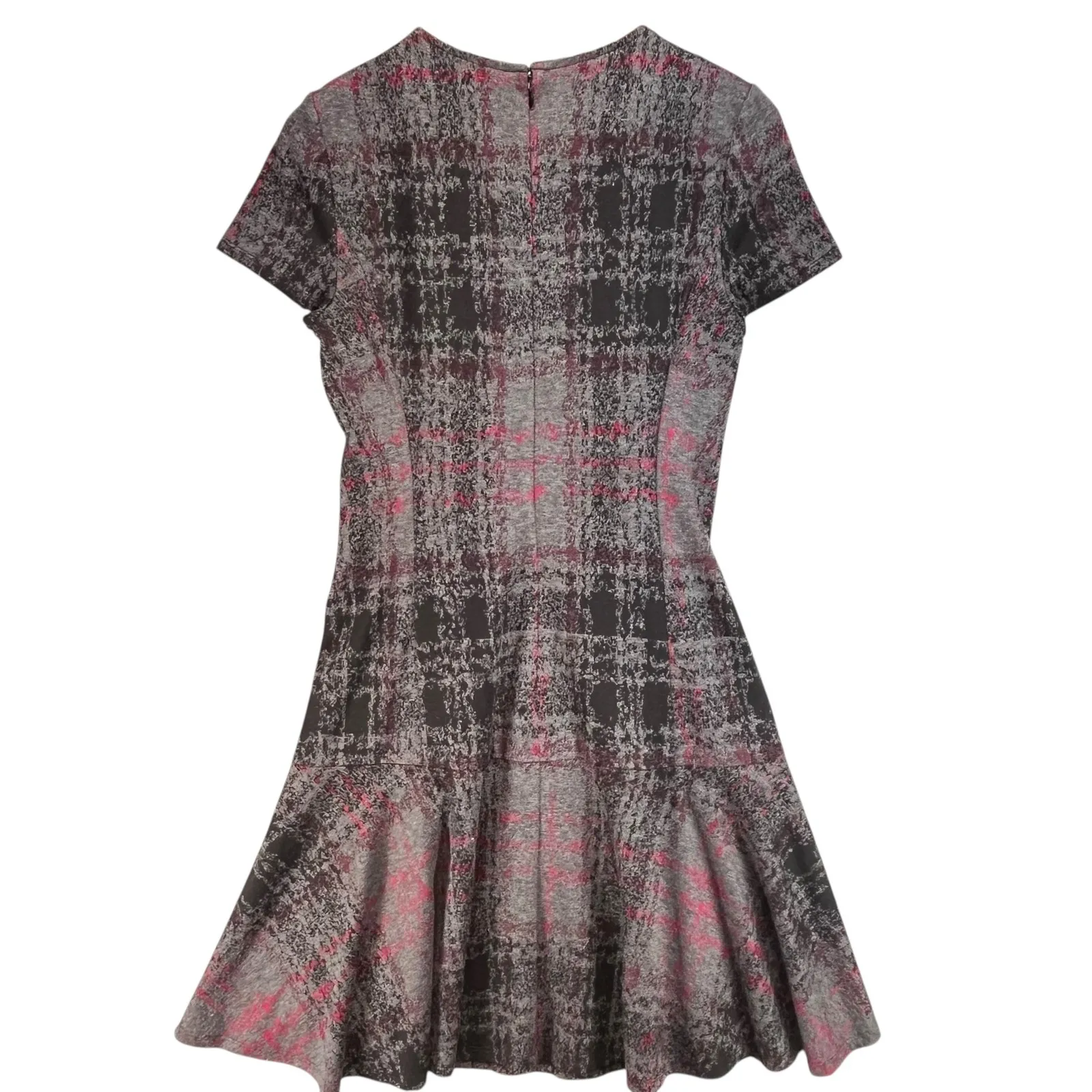 Betsey Johnson Womens Preppy Goth Gray Pink Plaid Fit & Flare Dress Small‎ - Image 3
