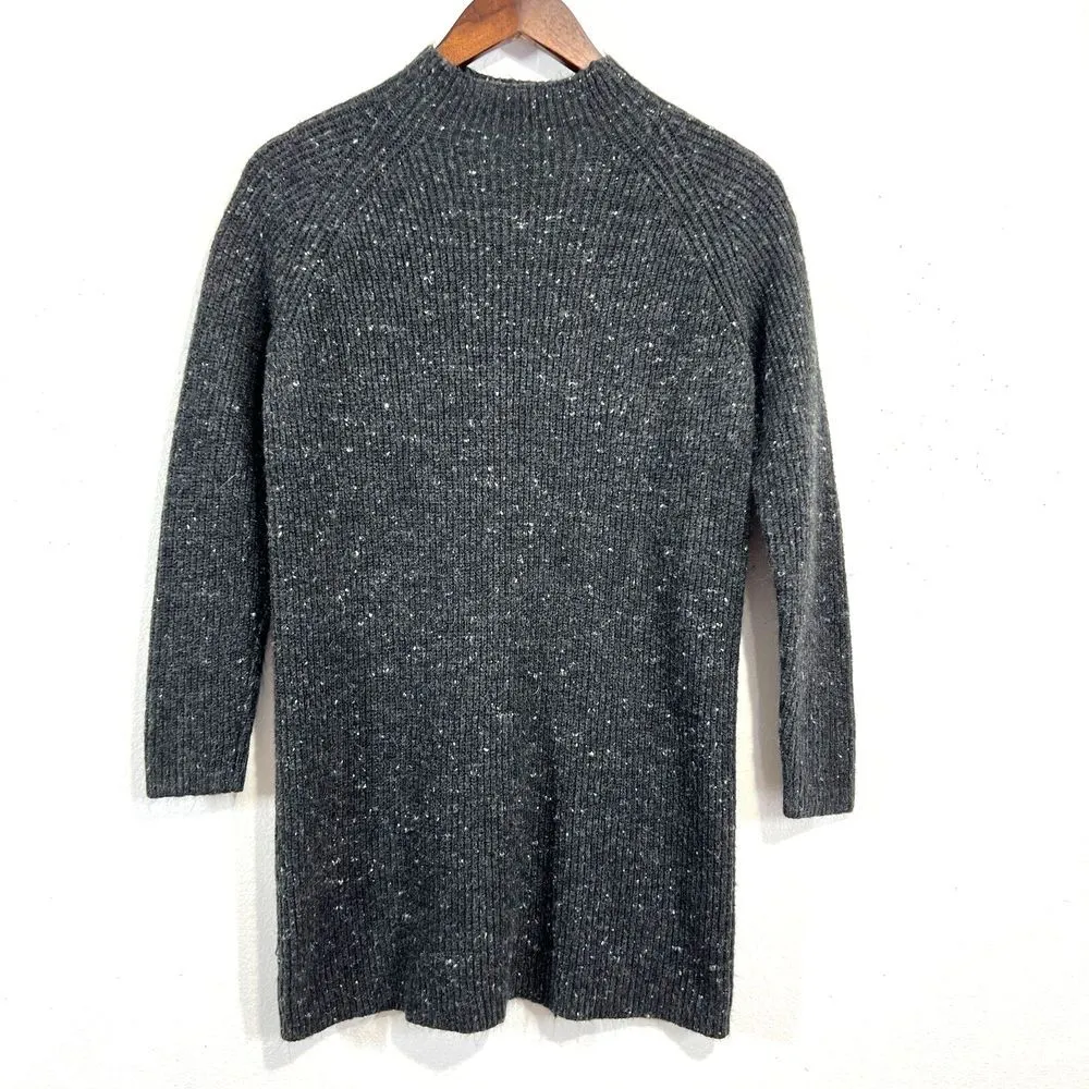 Madewell Donegal Northfield Mock Neck Sweater Dress Small Ribbed Wool Blend Gray - Image 3
