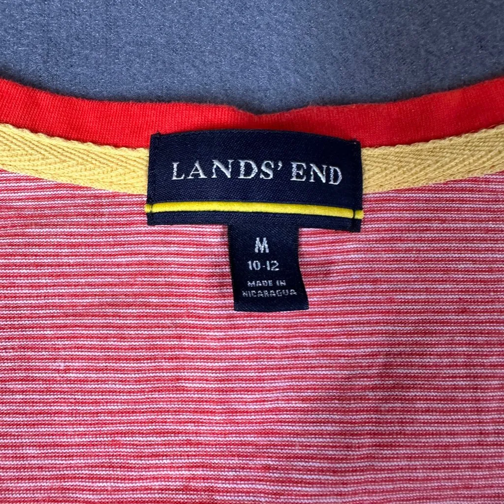 Vtg Lands' End Womens M 10-12 Red Striped Scoop Neck Short‎ Sleeve Tee T-shirt - Image 3