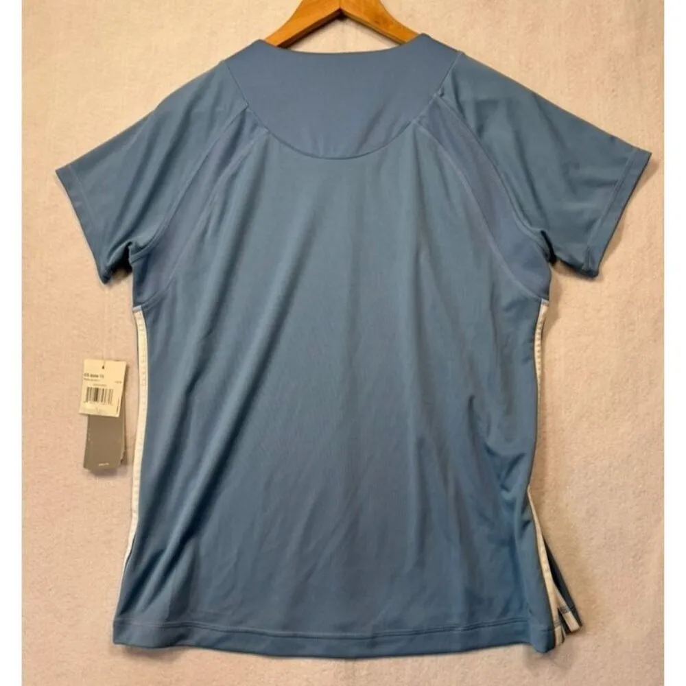 Adidas Thermo System Shirt ATS V-Neck Loose Fit Rave Blue/White Women's Large L - Image 2