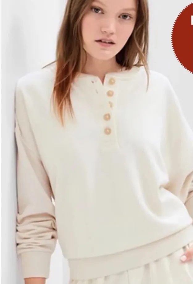 GAP Vintage Soft Henley Sweatshirt - Image 2